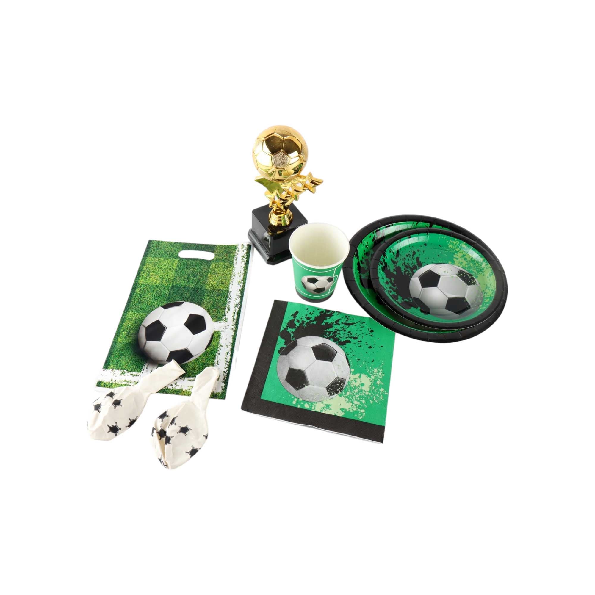 Party Loot Soccer Plastic Bags 16x25cm 10pack Die Cut Handle