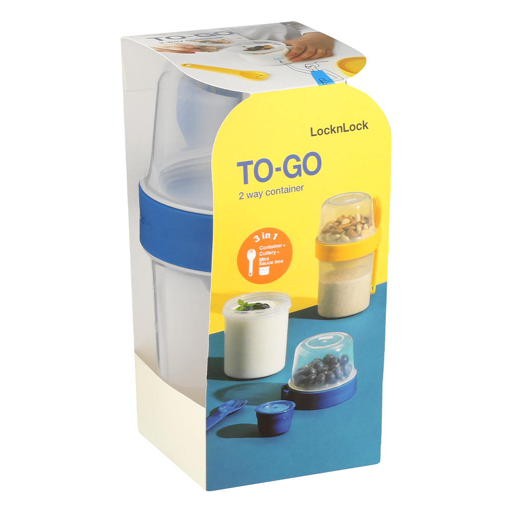 560ml with 310ml LocknLock Pet Food Container To Go 2 in 1 Cereal Black LLS222LB