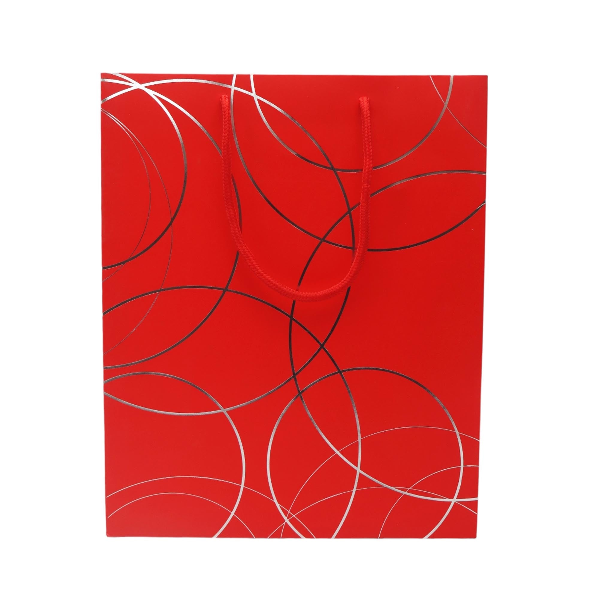 Gift Paper Bag Silver Cirlces 14x15cm Extra Small