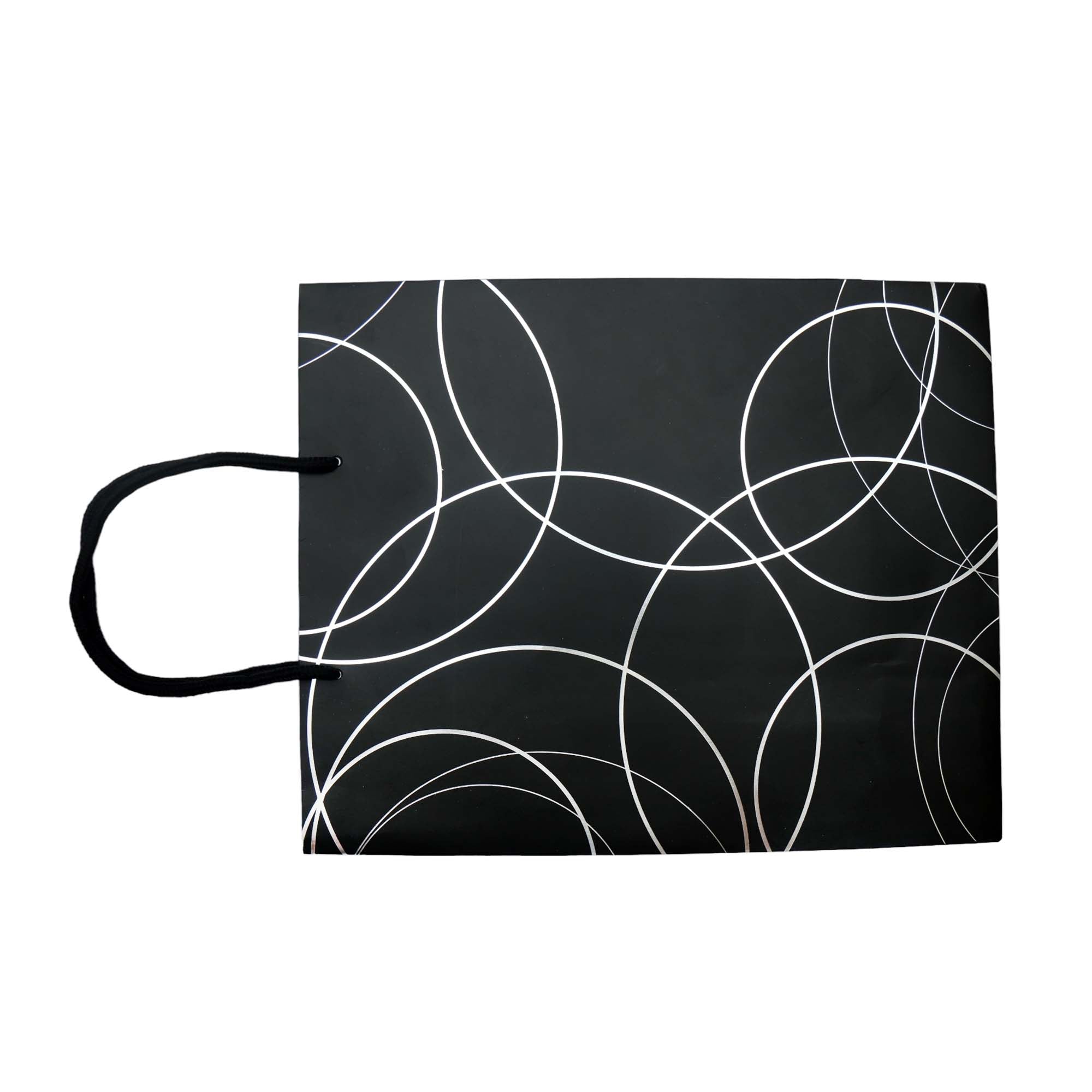 Gift Paper Bag Silver Cirlces 14x15cm Extra Small