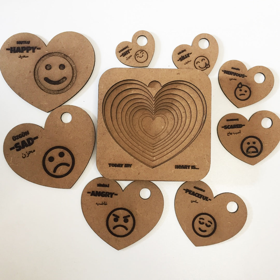 Educational Toy Wooden Emojis Puzzle 10x10cm MB60