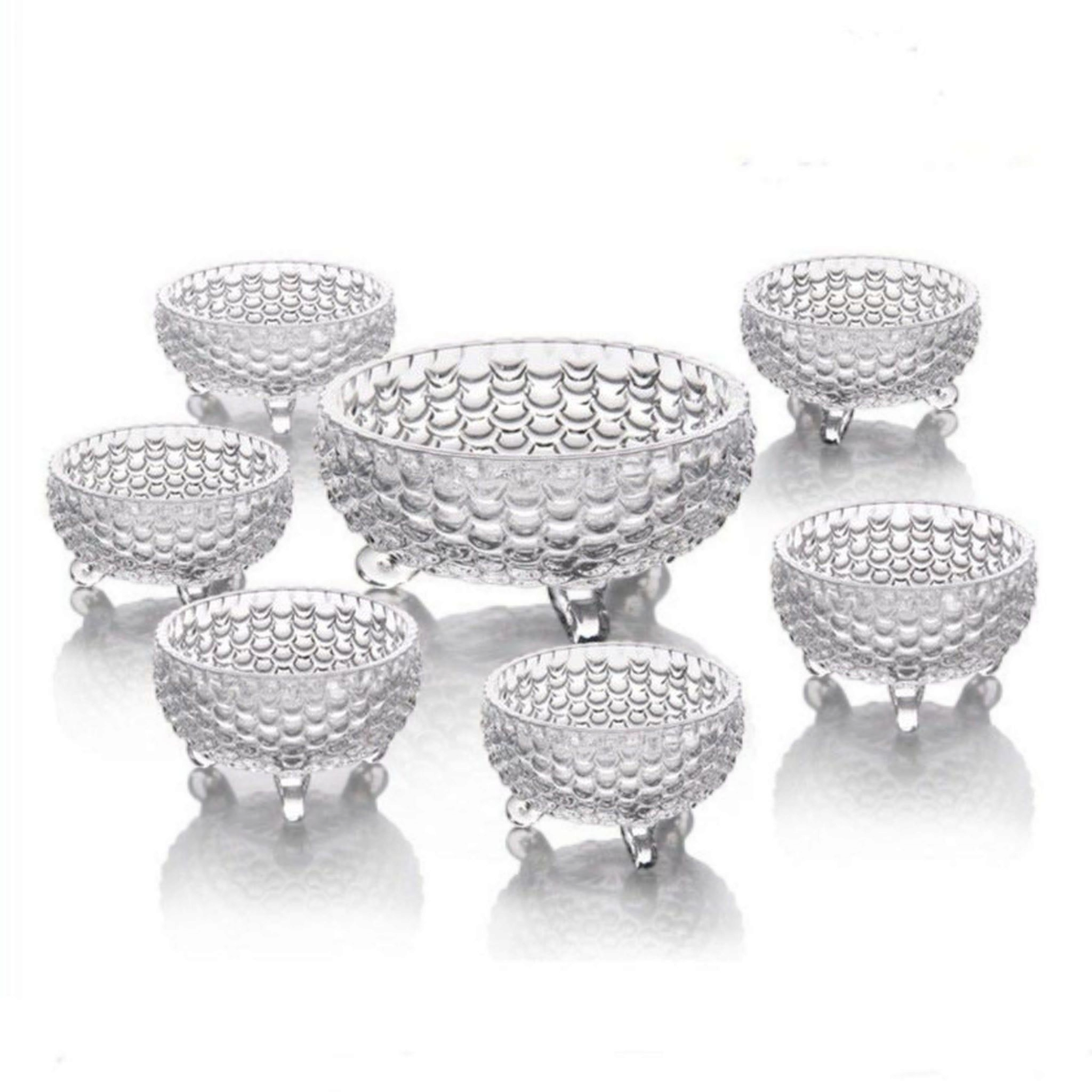 Dessert Bowls Set Glass Scaled Design 7pc