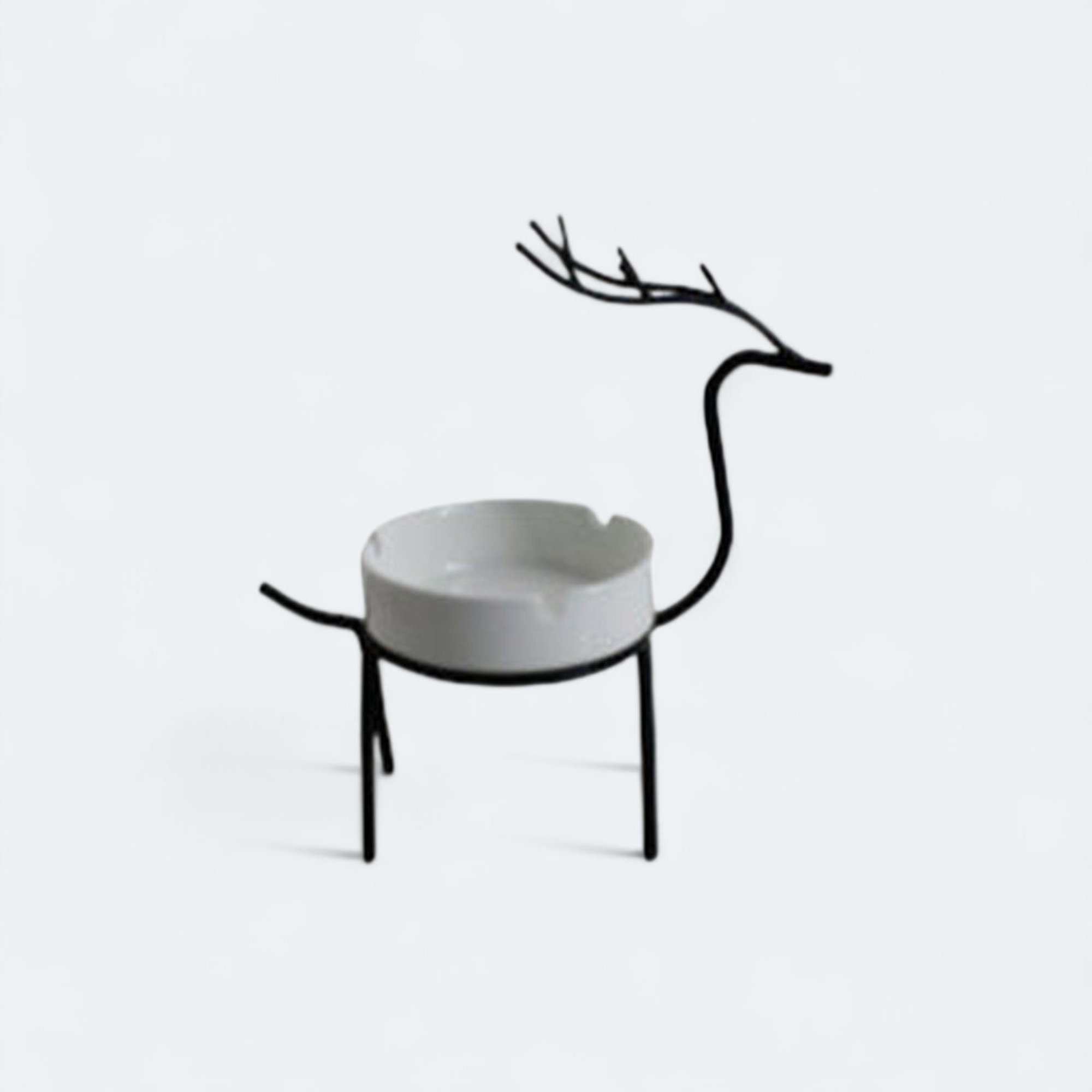 Porcelain Ashtray with Black Stand