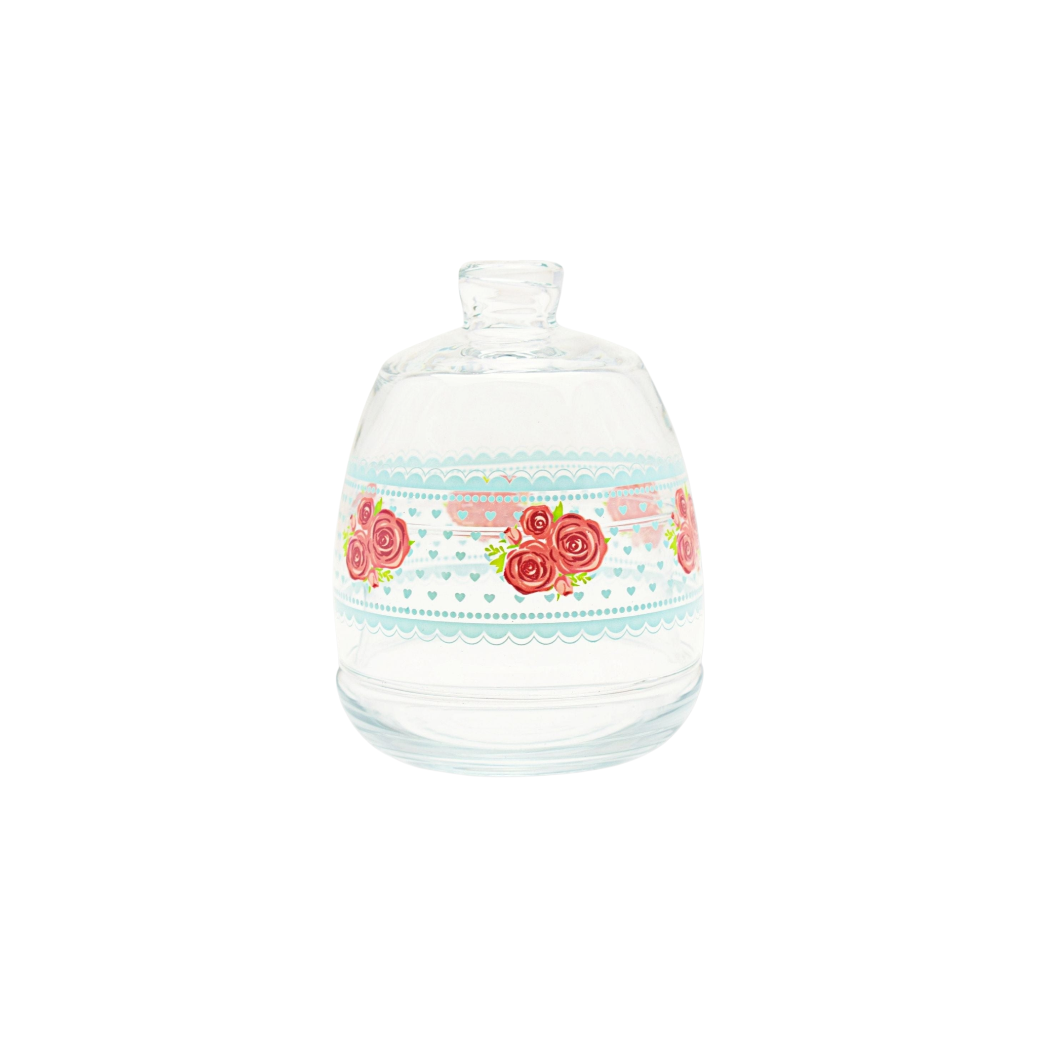 LAV Glass Sugar Bowl J255m Lora Cicek Jar with Dome Lid
