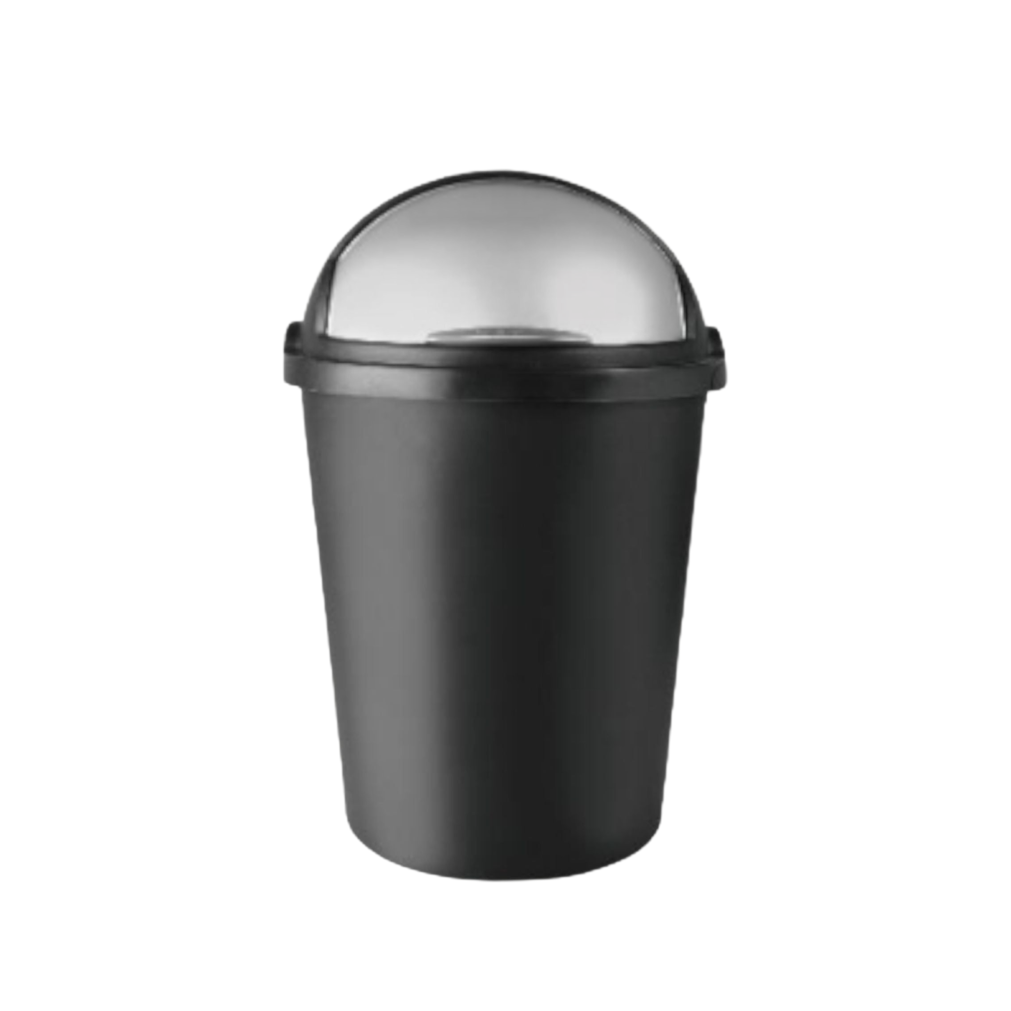 Big Jim 50L Plastic Dustbin Black with Silver Flip Dome Lid