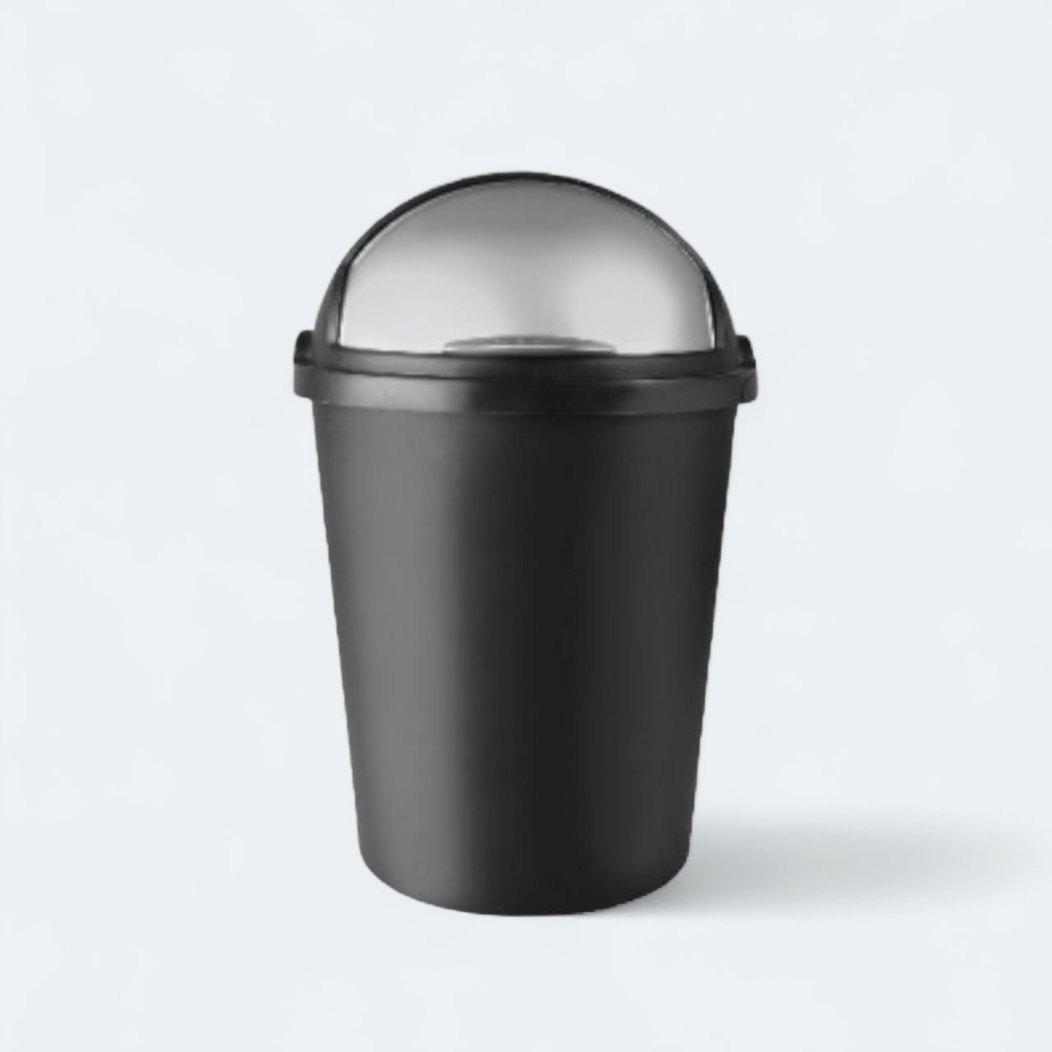 Big Jim 50L Plastic Dustbin Black with Silver Flip Dome Lid