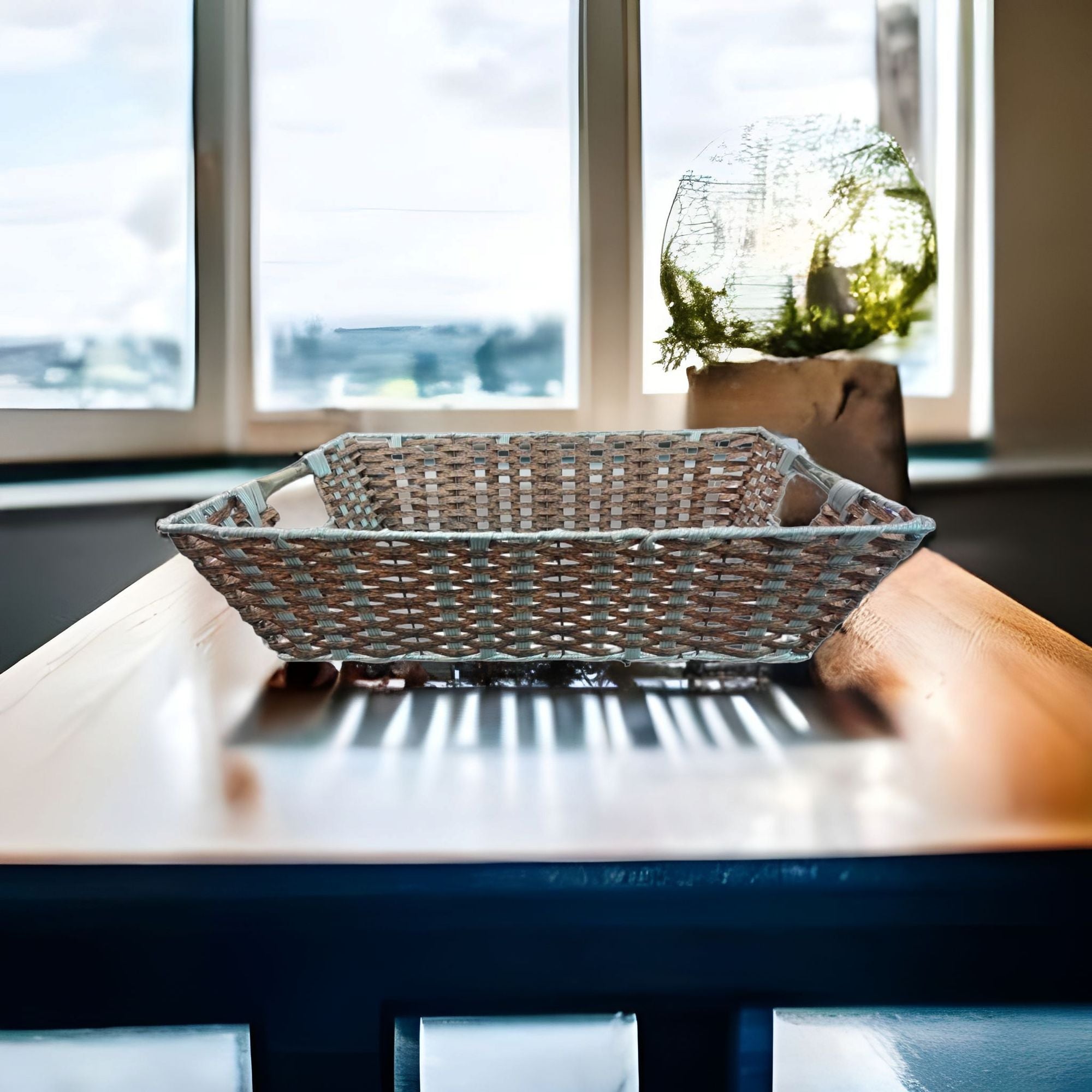 Plastic Woven Fruit Serving Tray Basket Small 29.5x39x10cm 026