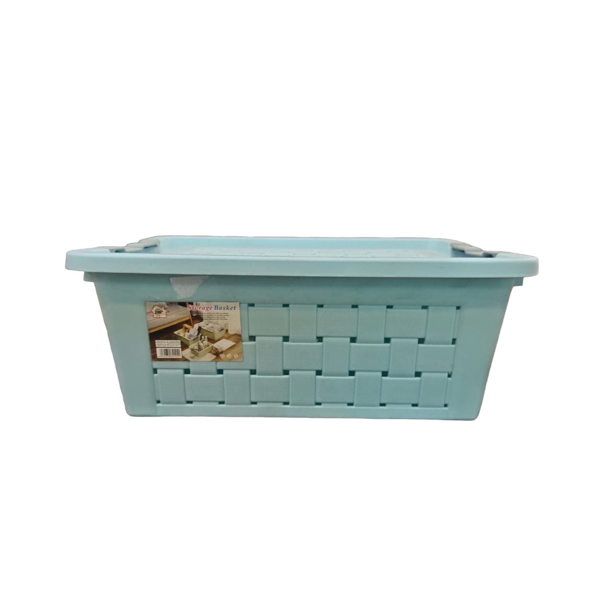 Plastic Storage Basket with Clip Lock Lid 36x26.3x15cm
