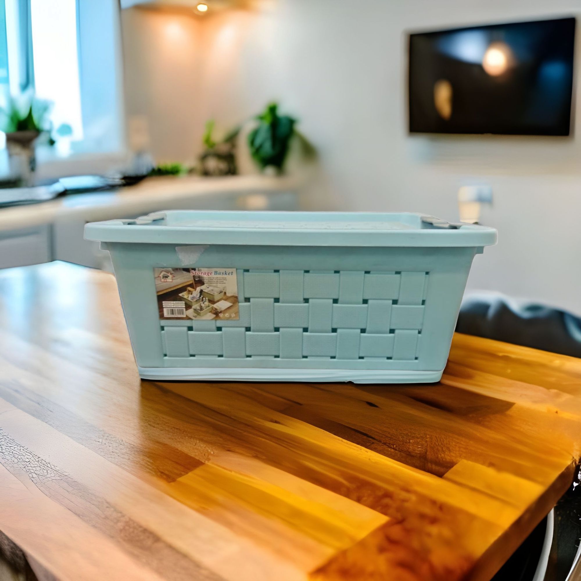 Plastic Storage Basket with Clip Lock Lid 36x26.3x15cm