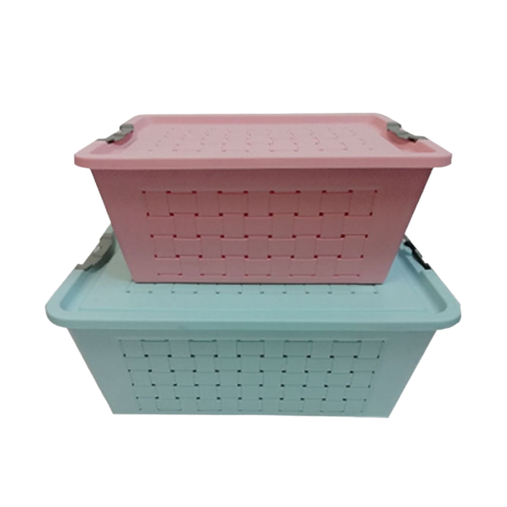 Plastic Storage Basket with Clip Lock Lid 36x26.3x15cm