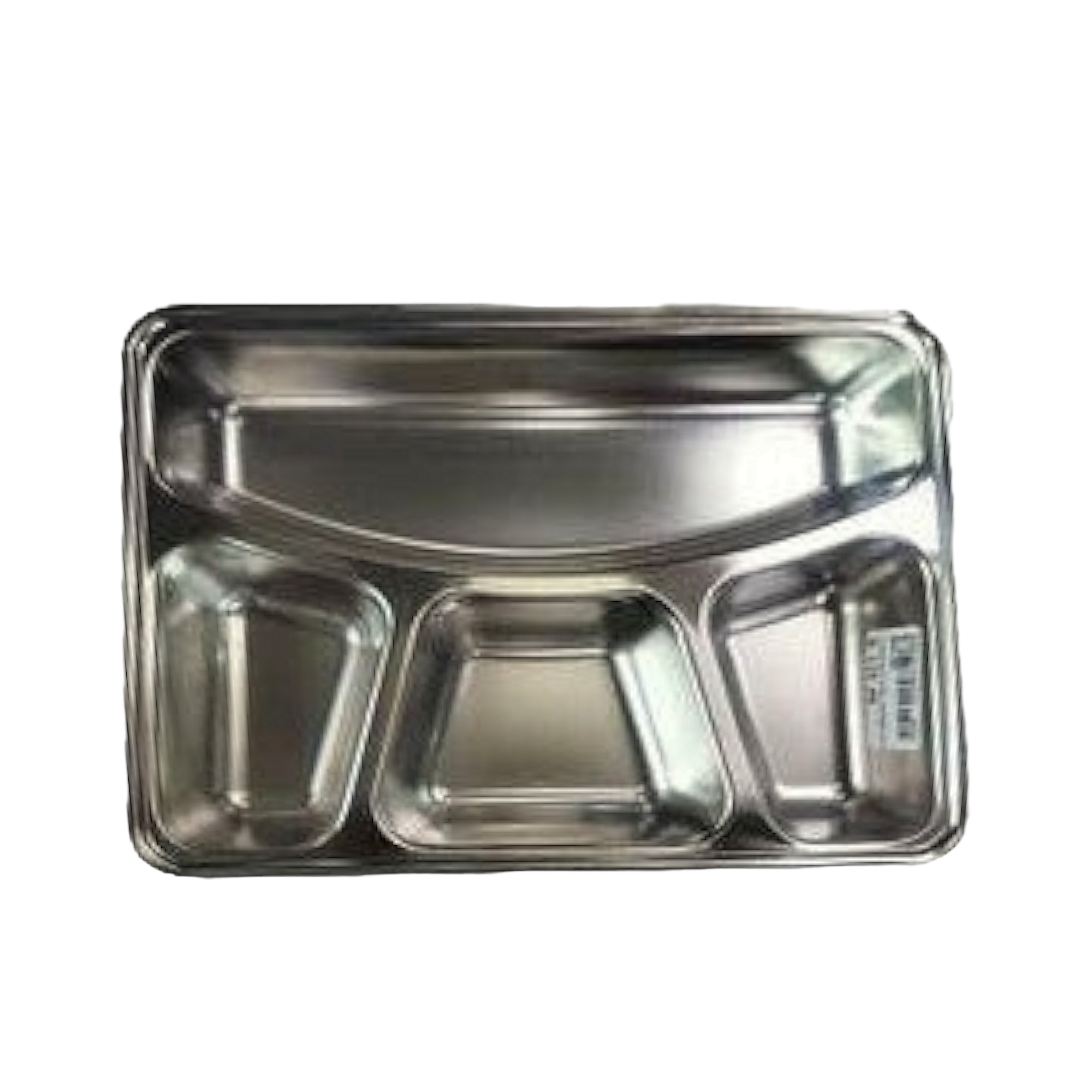 Canteen Lunch Tray Stainless Steel 4-Division Square - Cafeteria Feeding Plate