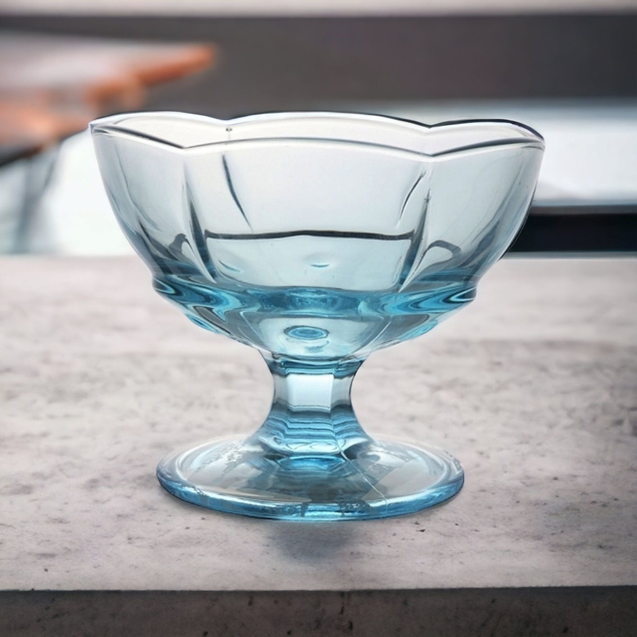 Pasabahce Glass Ice Cream Dessert Bowl Blue 40329