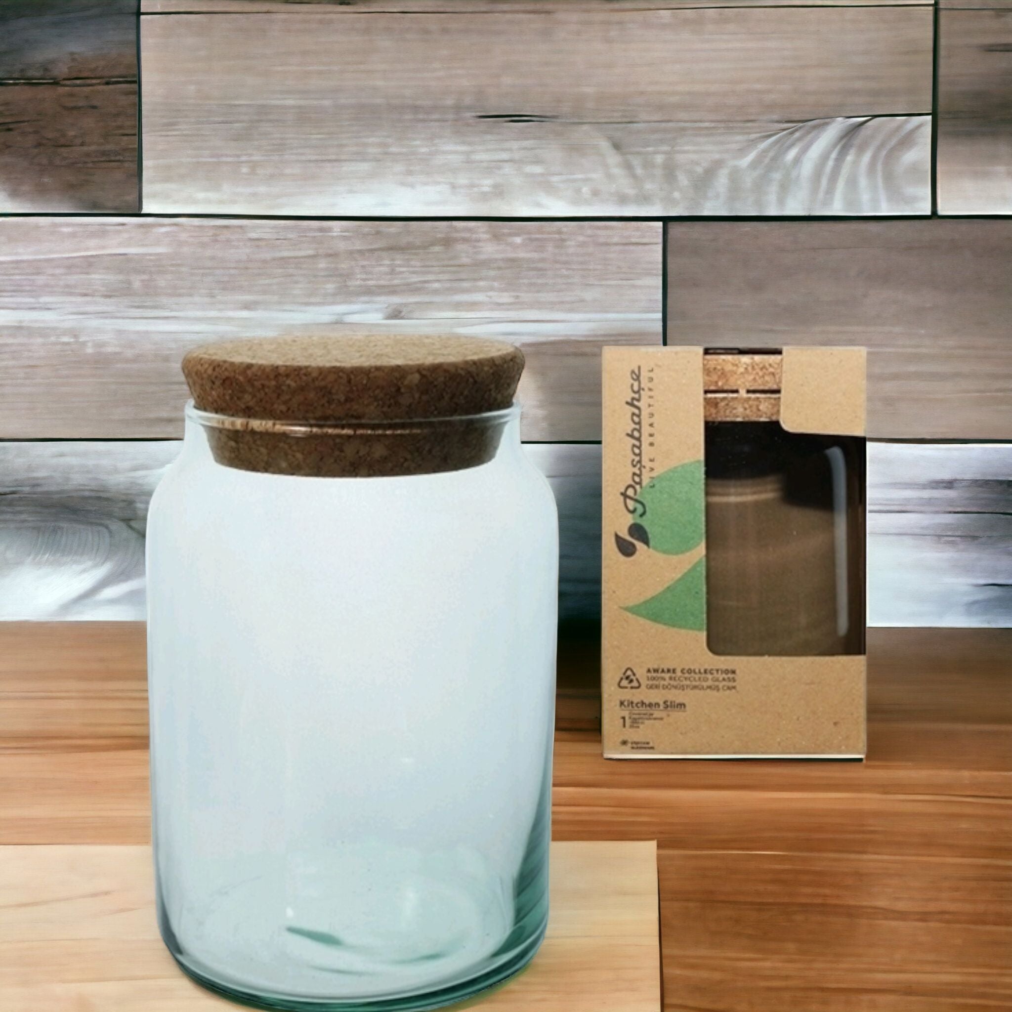 Pasabahce Glass Storage Jar 860ml with Bamboo Lid 23998