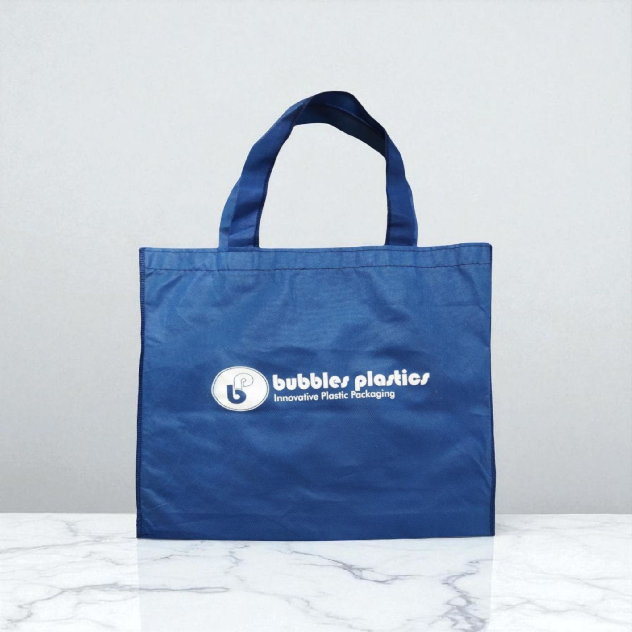 Non-Woven Shopper Grocery Bag 40x38cm with Soft Loop Handle - Bubbles Branded