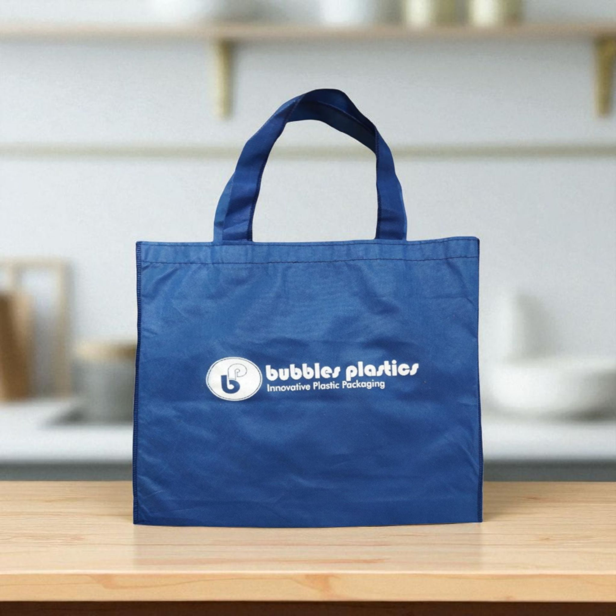 Non-Woven Shopper Grocery Bag 40x38cm with Soft Loop Handle - Bubbles Branded