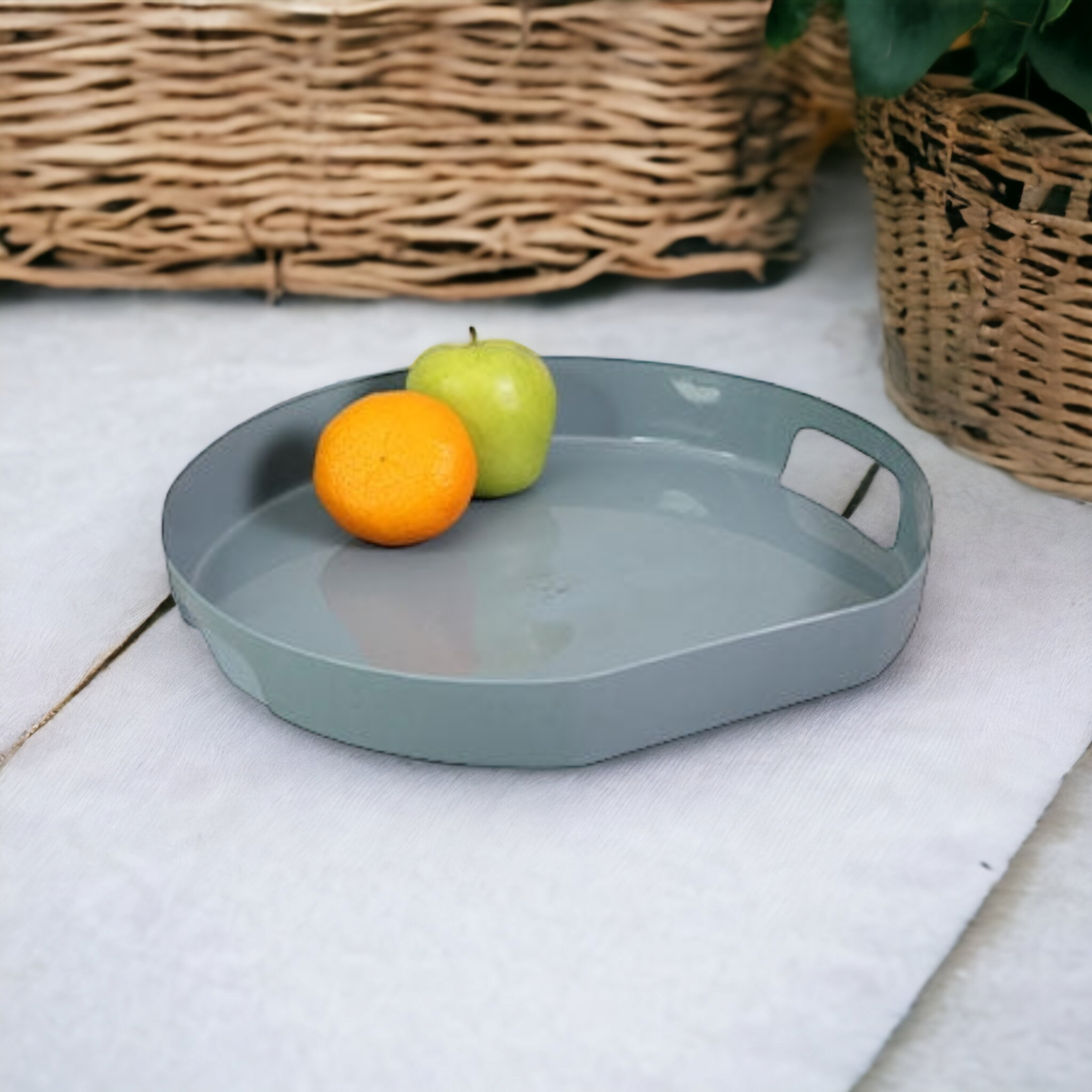Plastic Serving Tray Round with Handles