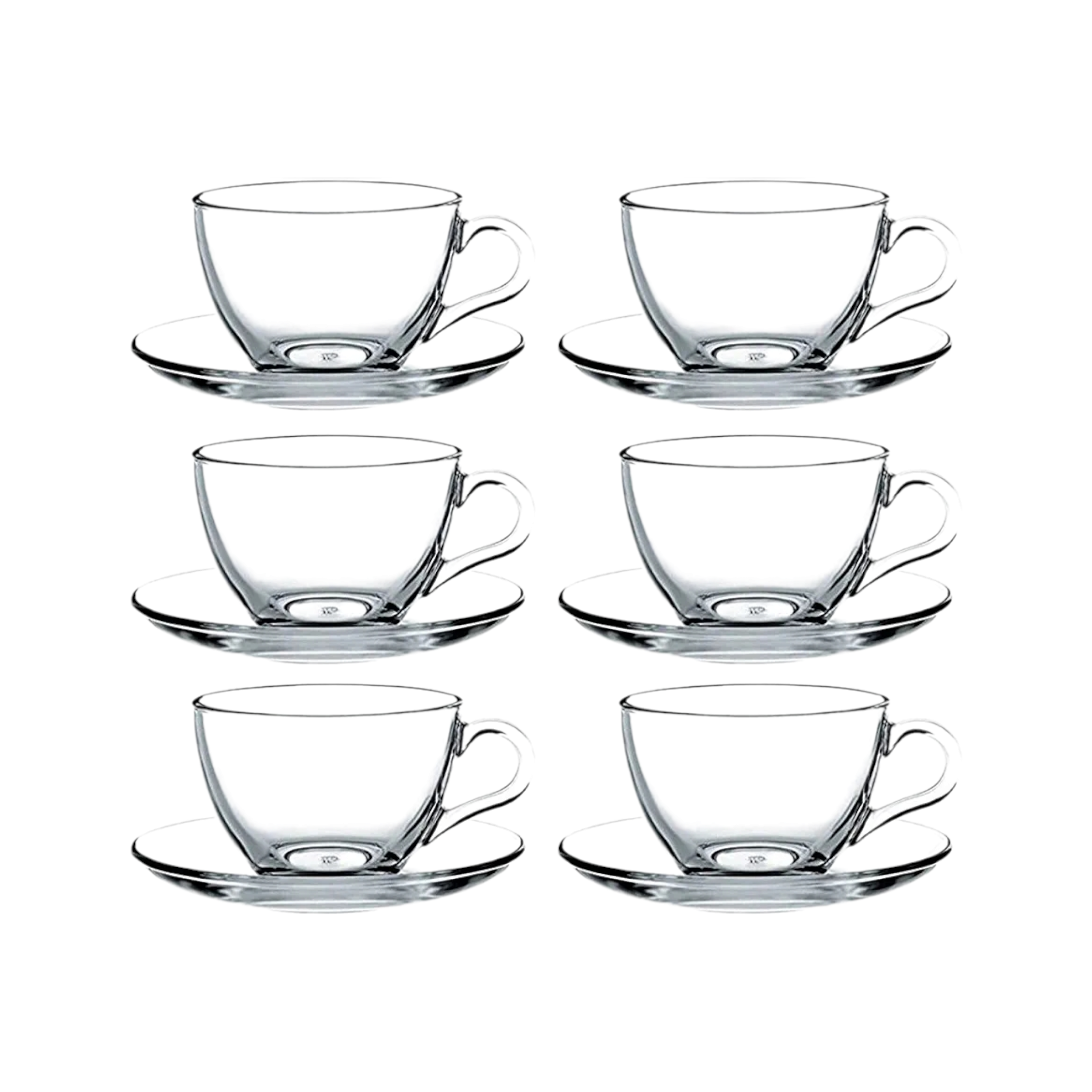Pasabahce Glass Tea Cup and Saucer 238ml 6Pcs 24027