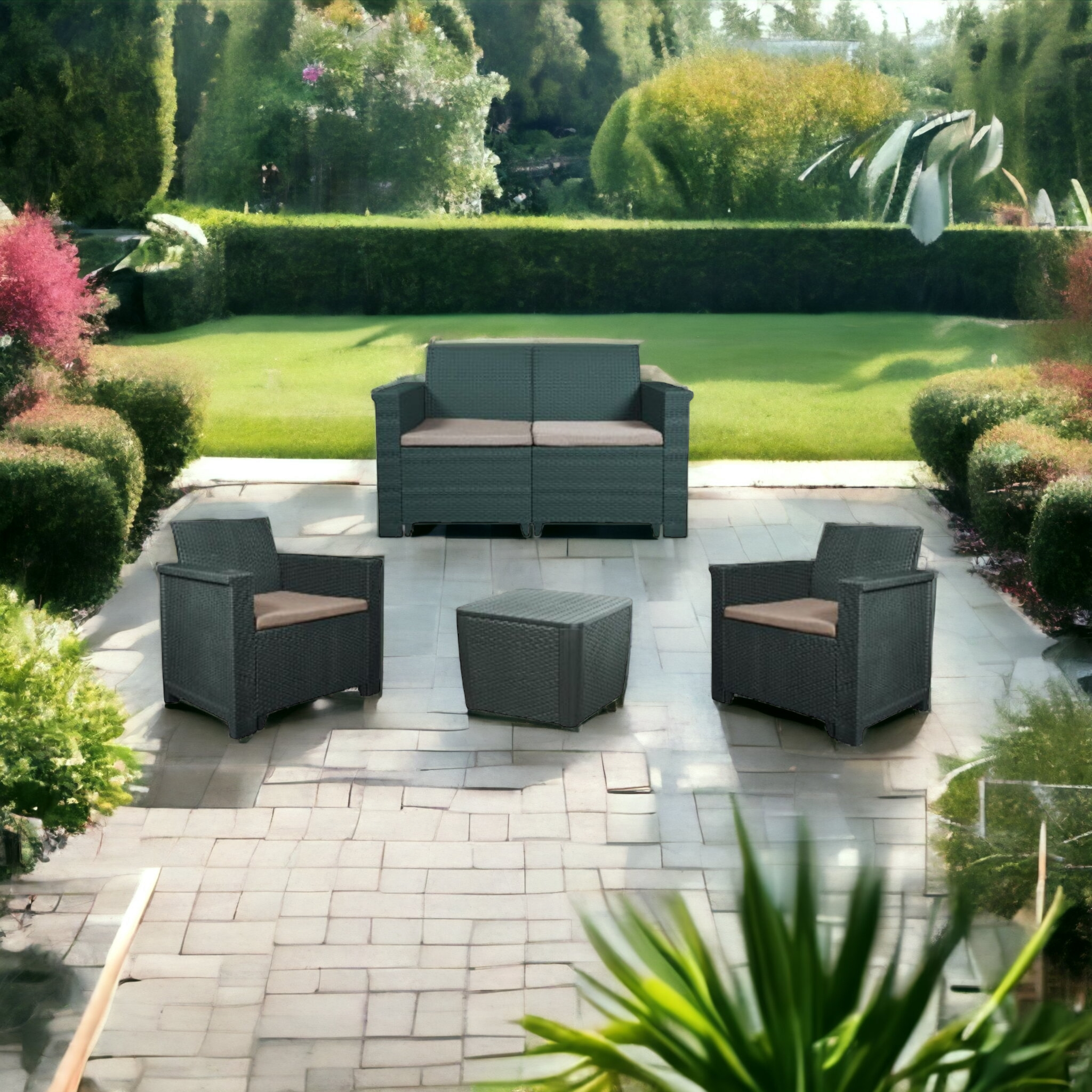 Jabulani 4-Piece Rattan Patio Furniture Set - Contour Outdoor