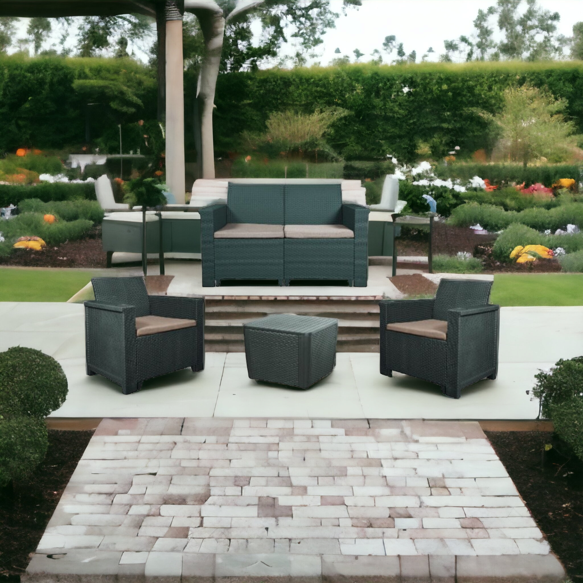 Jabulani 4-Piece Rattan Patio Furniture Set - Contour Outdoor