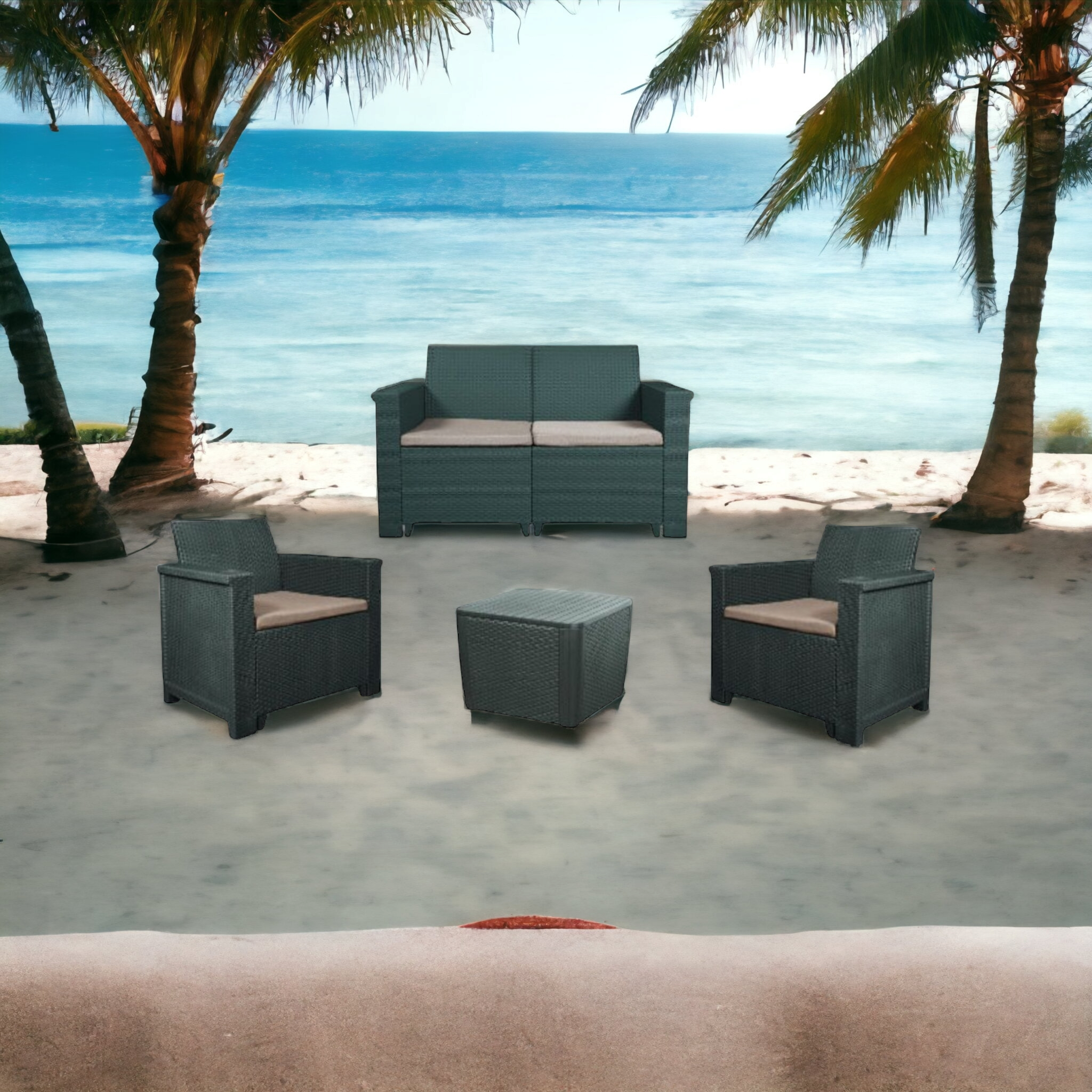 Jabulani 4-Piece Rattan Patio Furniture Set - Contour Outdoor