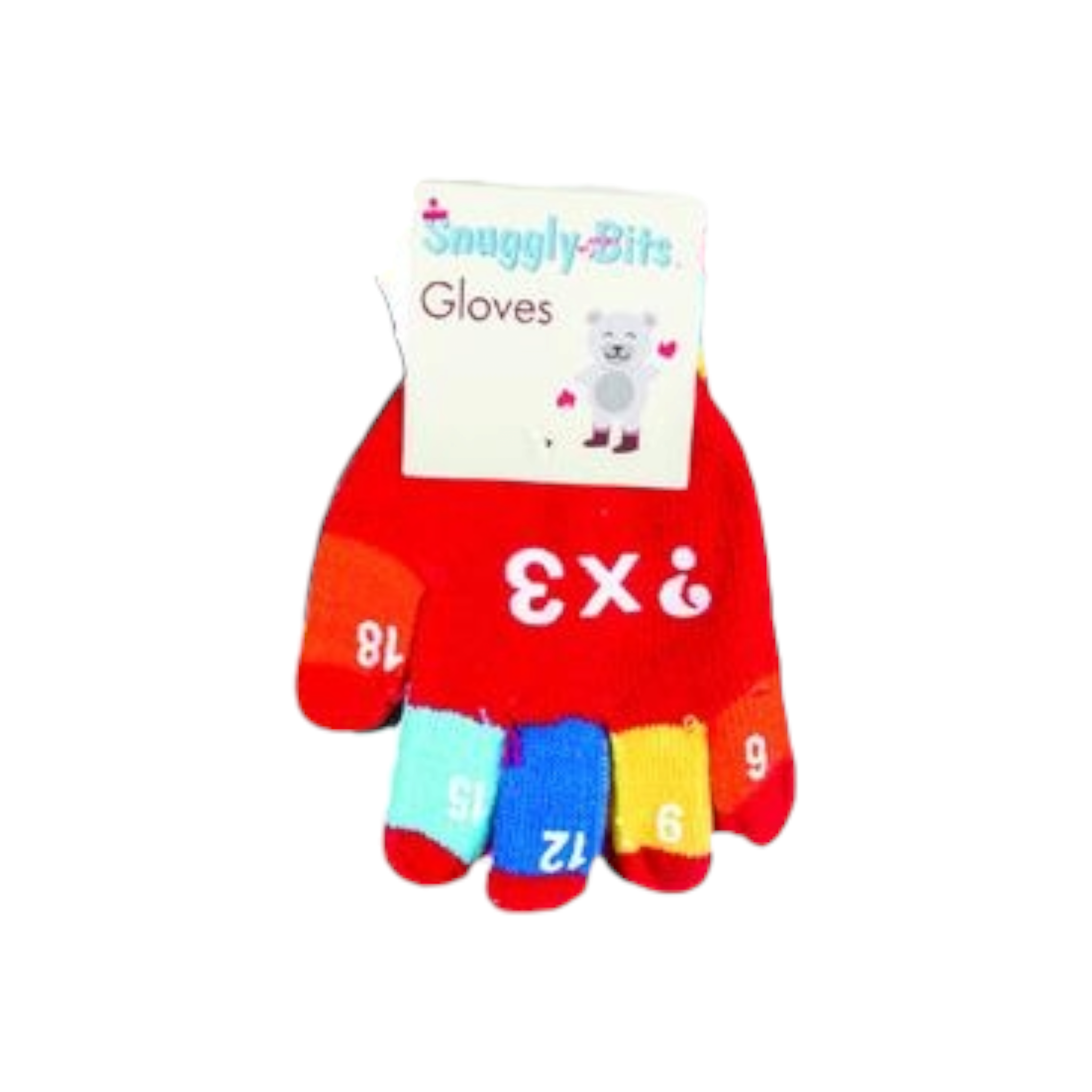 Toddler Gloves Acr Knitted Letters & No's