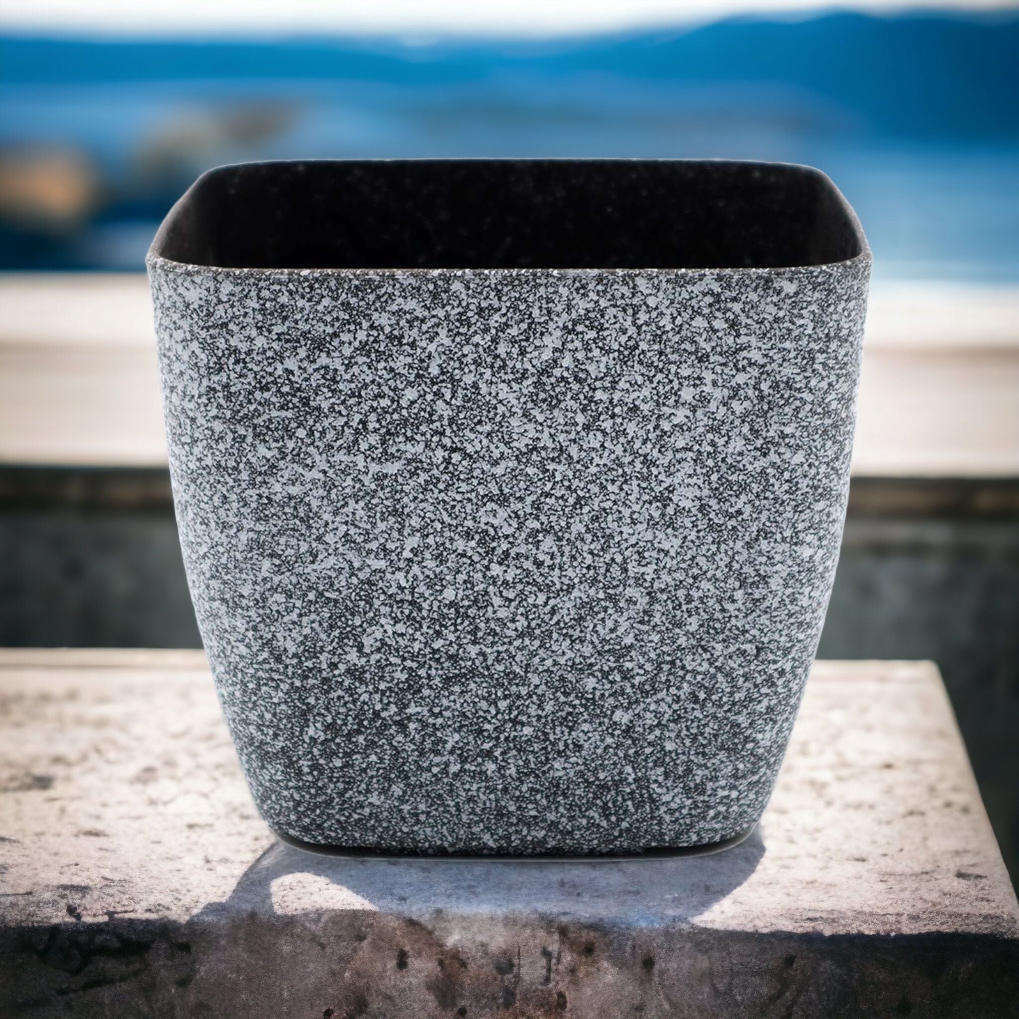 Vase-Flower Planter Pot Mini Square - Marble Grey-Black 481