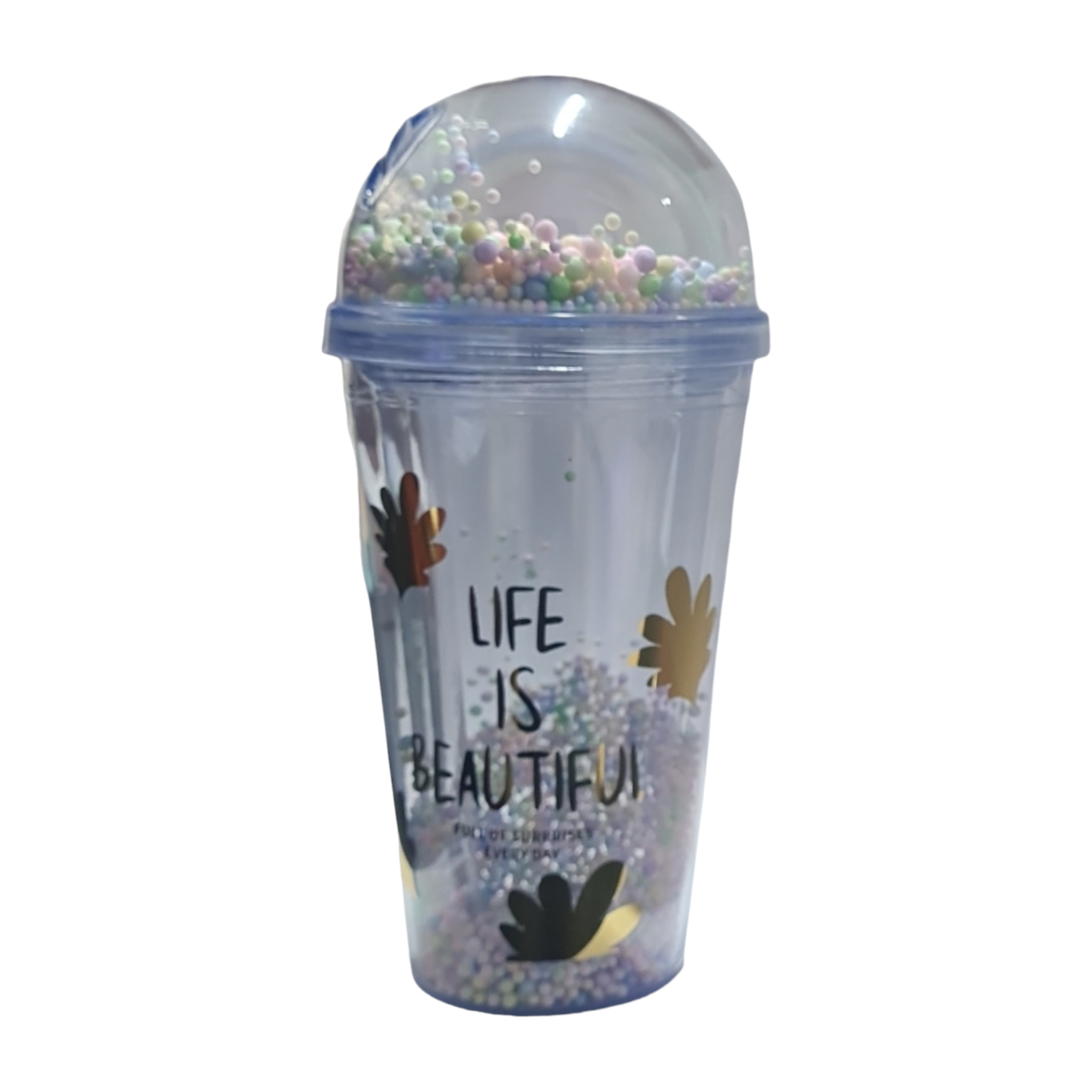 450ml Acrylic Bubbles Straw Smoothie Bottle Double Wall