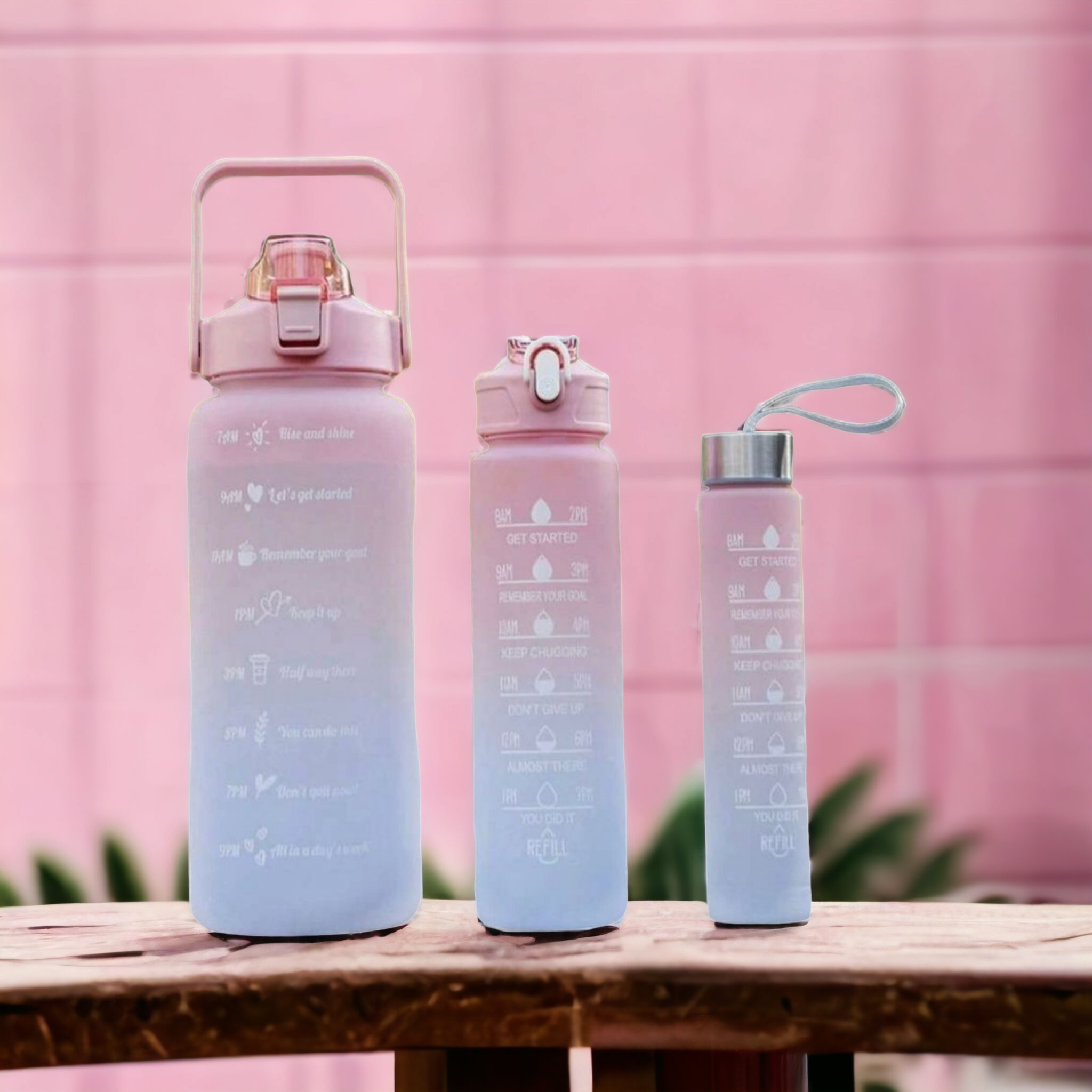 Motivational Sports Water Bottle 3pc Set