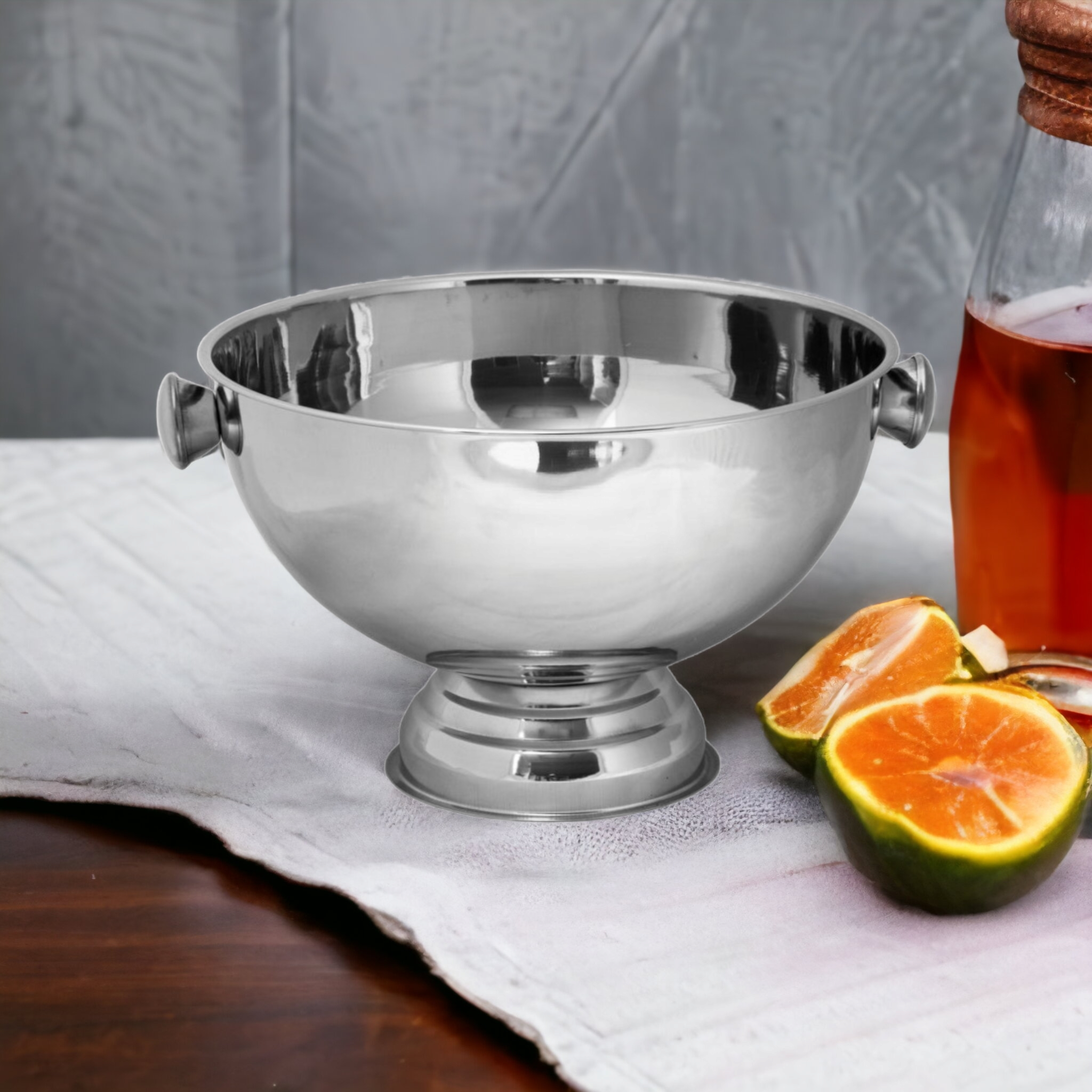 Bar Butler Champagne Punch Bowl 14L Footed With Knob Stainless Steel 30168