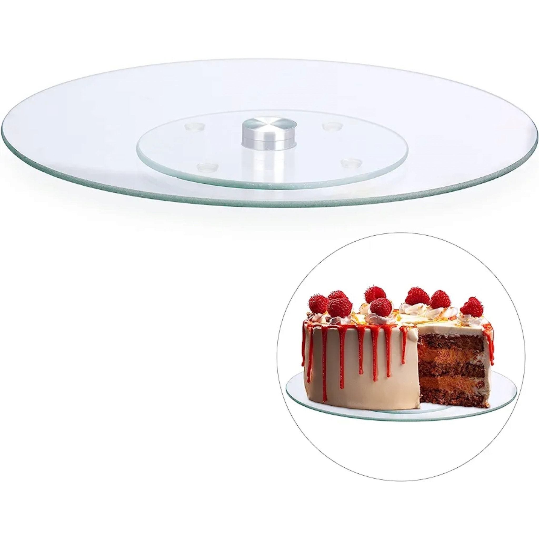 Lazy Susan Glass Turntable 25cm Patisserie Cake Serving Tray Plateau Tournant 202-1