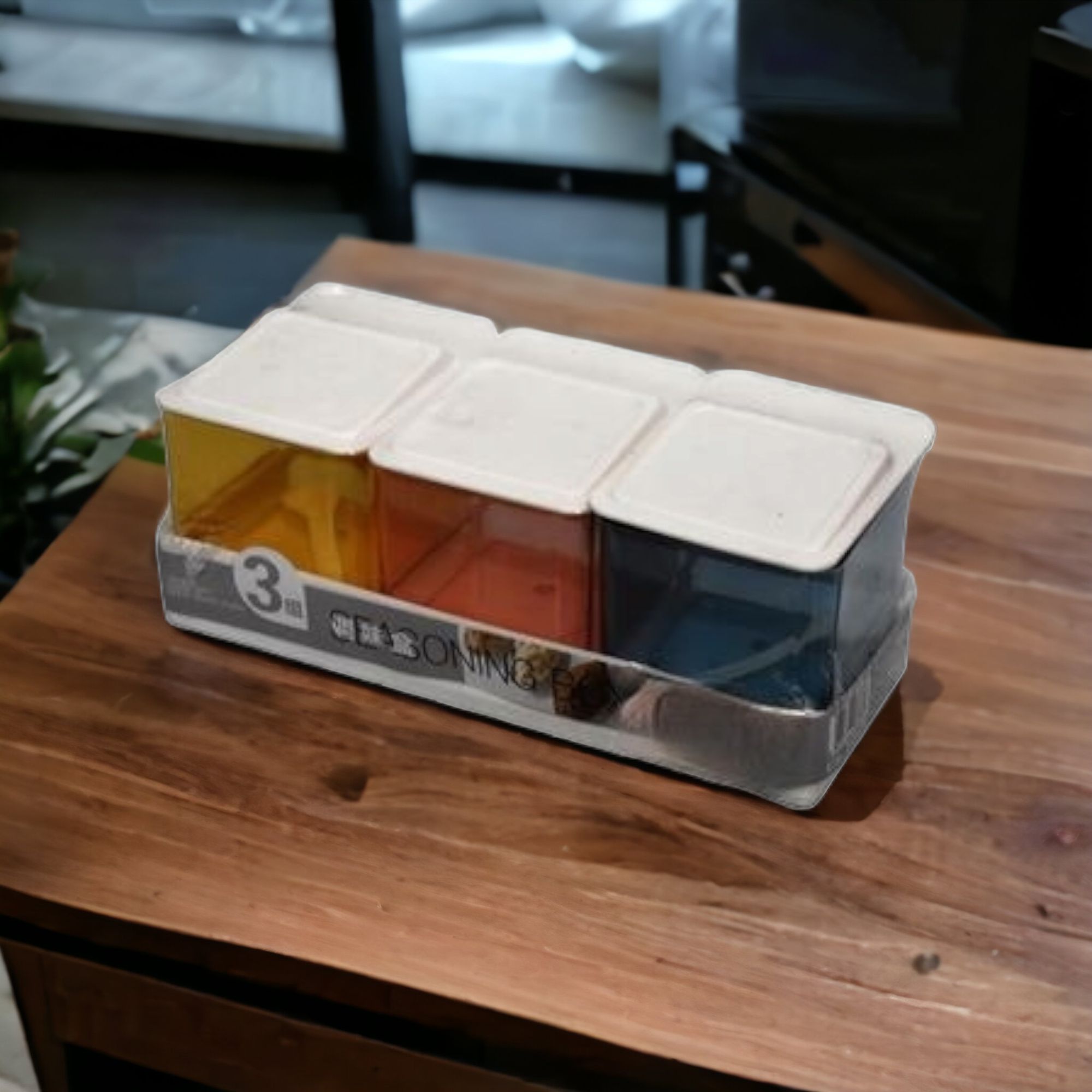 Acrylic Seasoning Spice Storage Box Seperable 3-Comparment 449