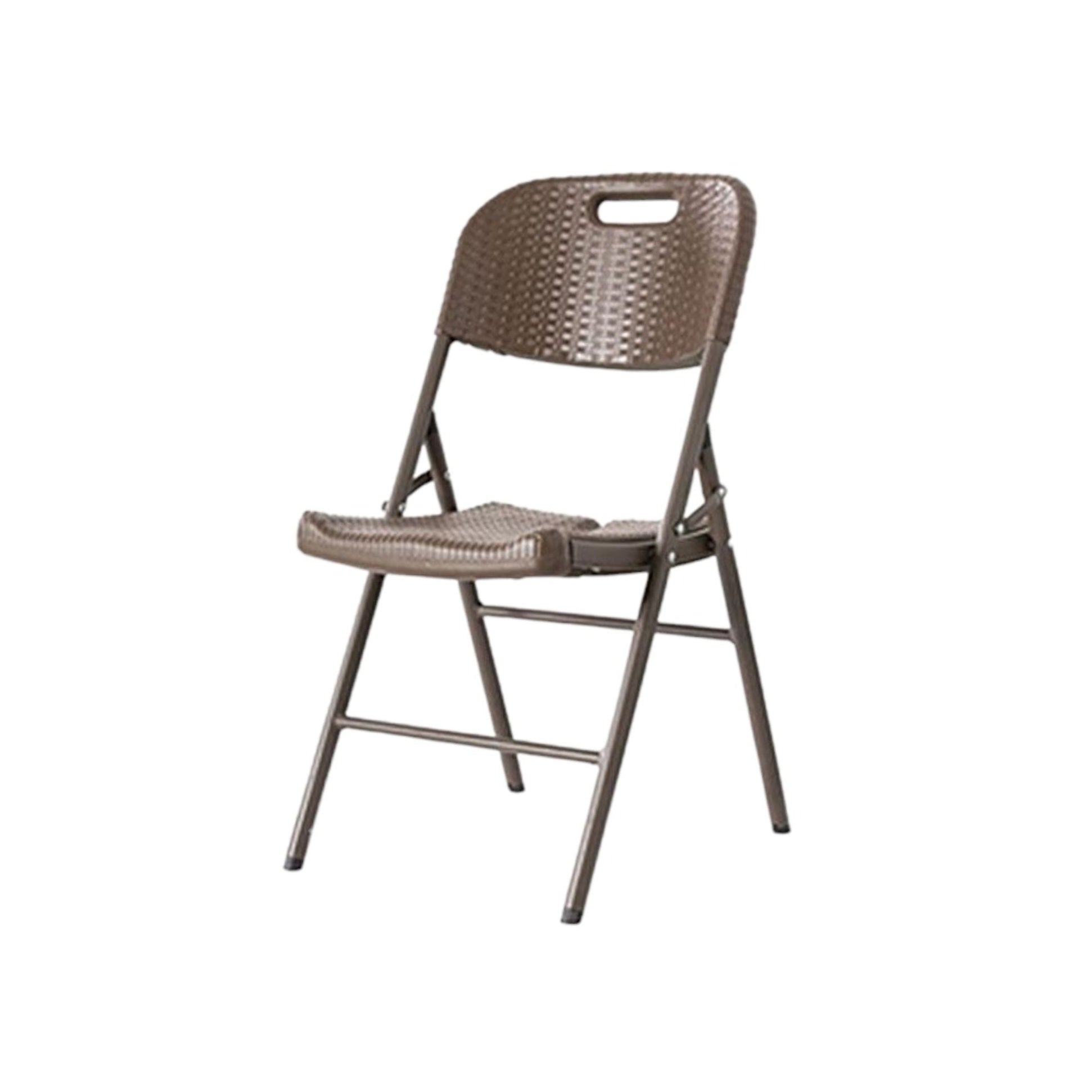 Folding Catering Chair Brown Rattan Finish Heavy Duty