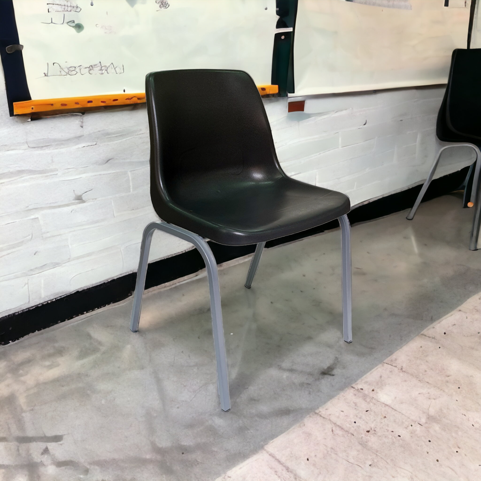 Econo School Chair Poly Shell Black with Steel Legs