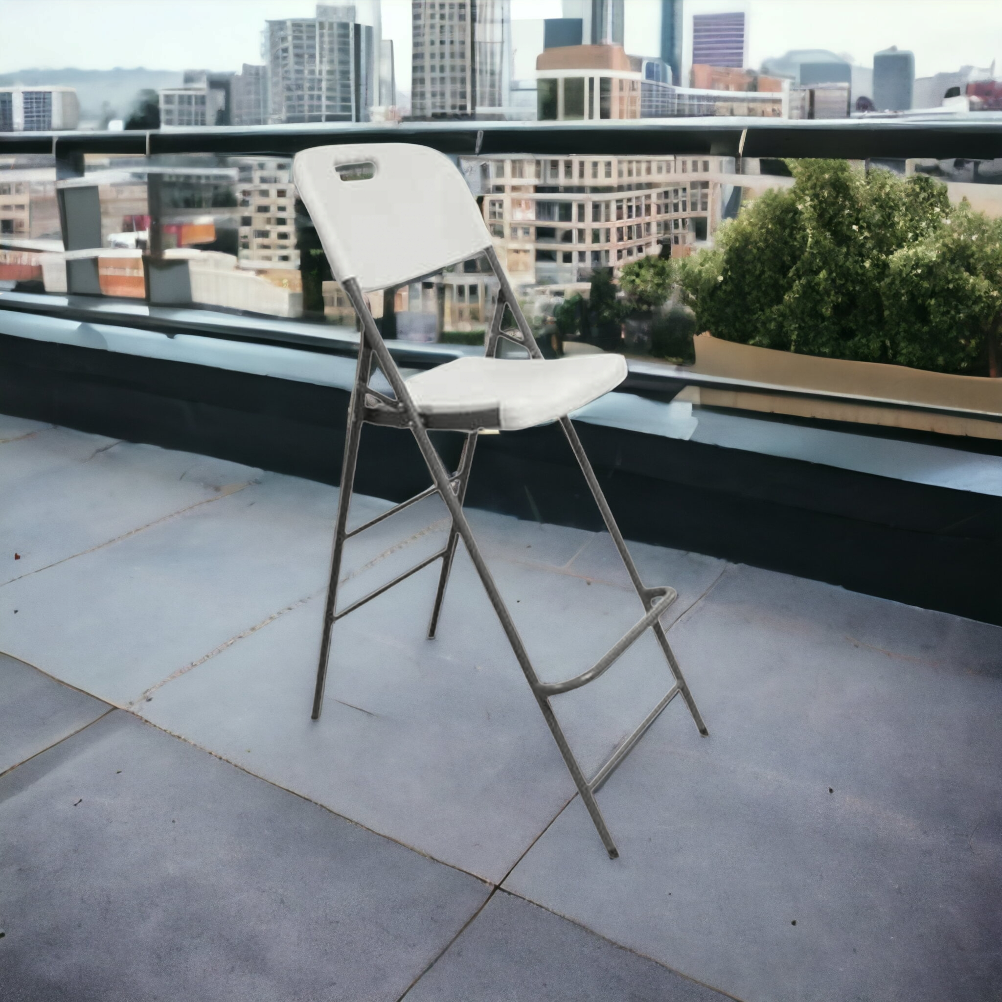 Folding Cocktail Bistro Chair White 57x46x112cm