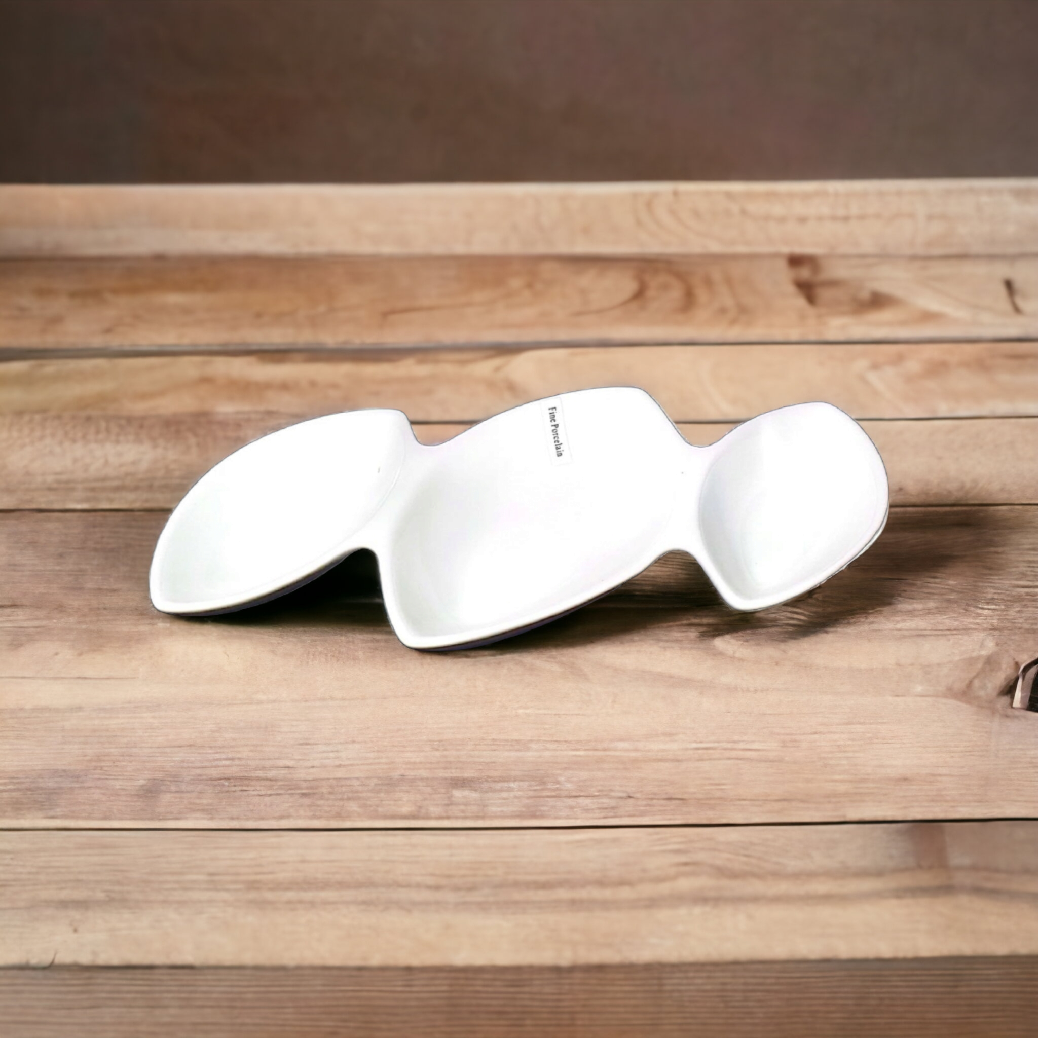 3-Division Ceramic White Oval Plate 11inch