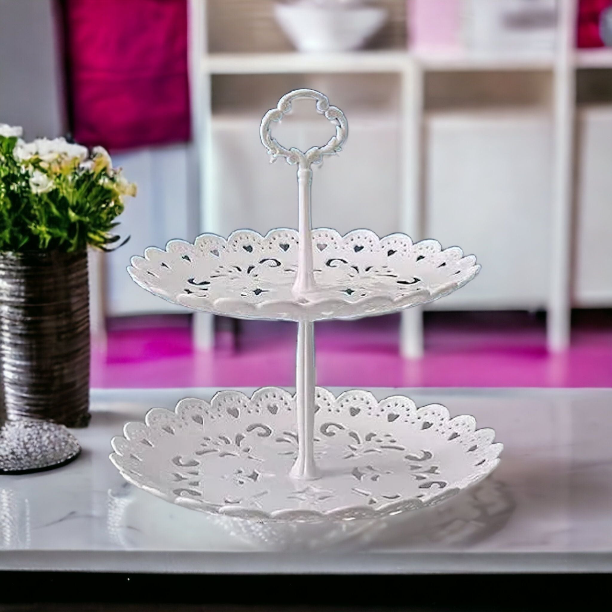 2-Tier Patisserie Cupcake Server Stand Plastic 26x25cm