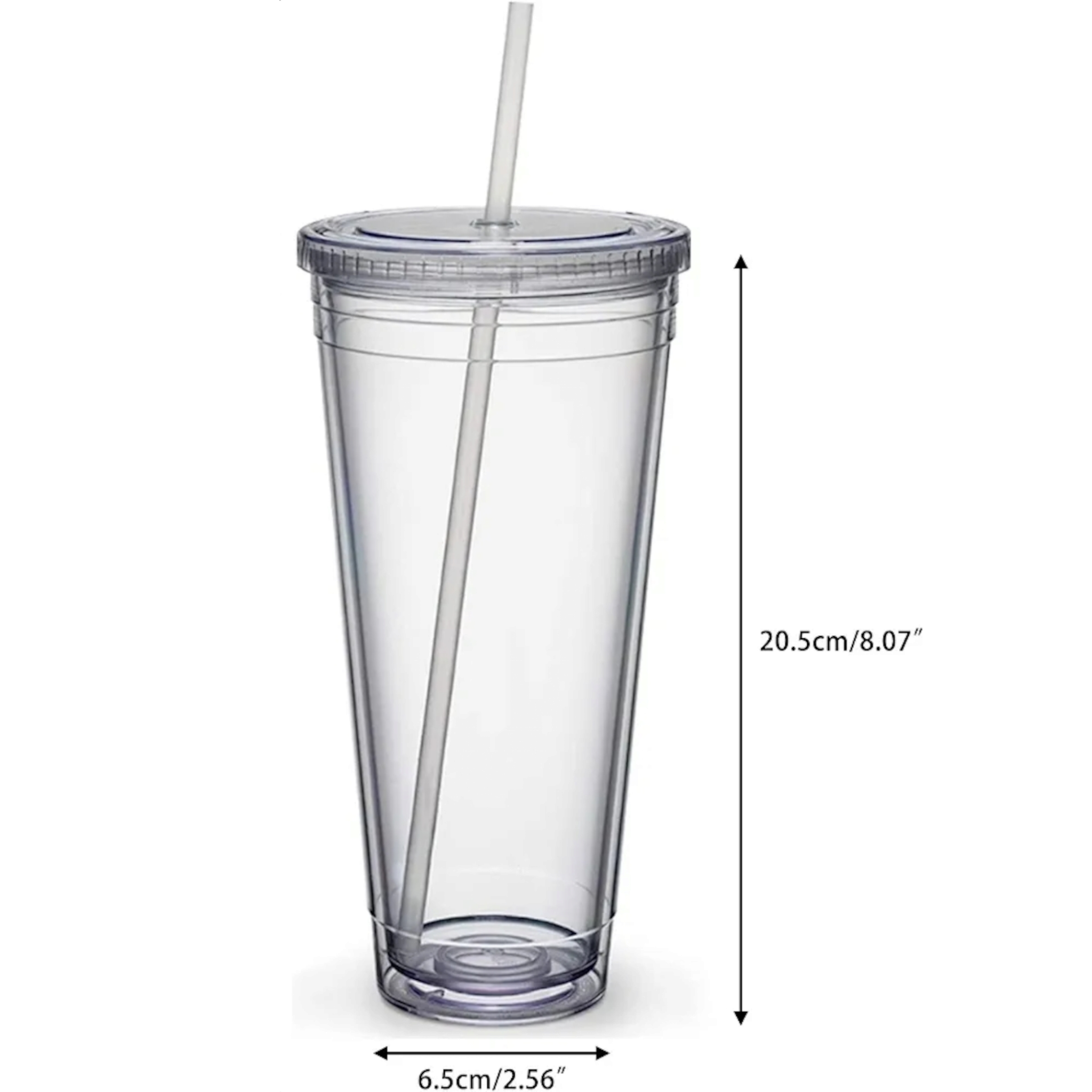 650ml Acrylic Tumbler Double Wall Insulated Cup with Straw