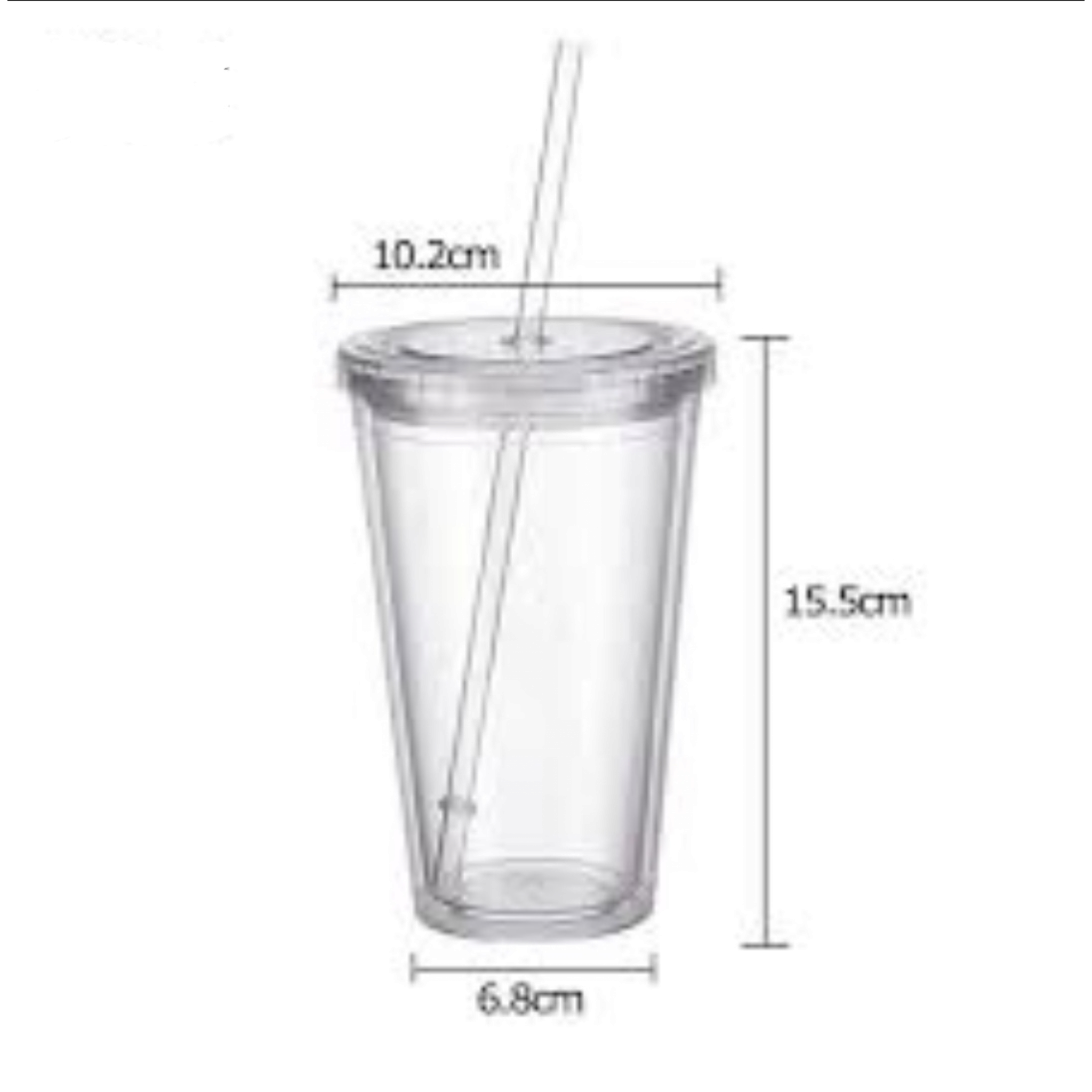 450ml Acrylic Tumbler Double Wall Insulated Cup with Straw