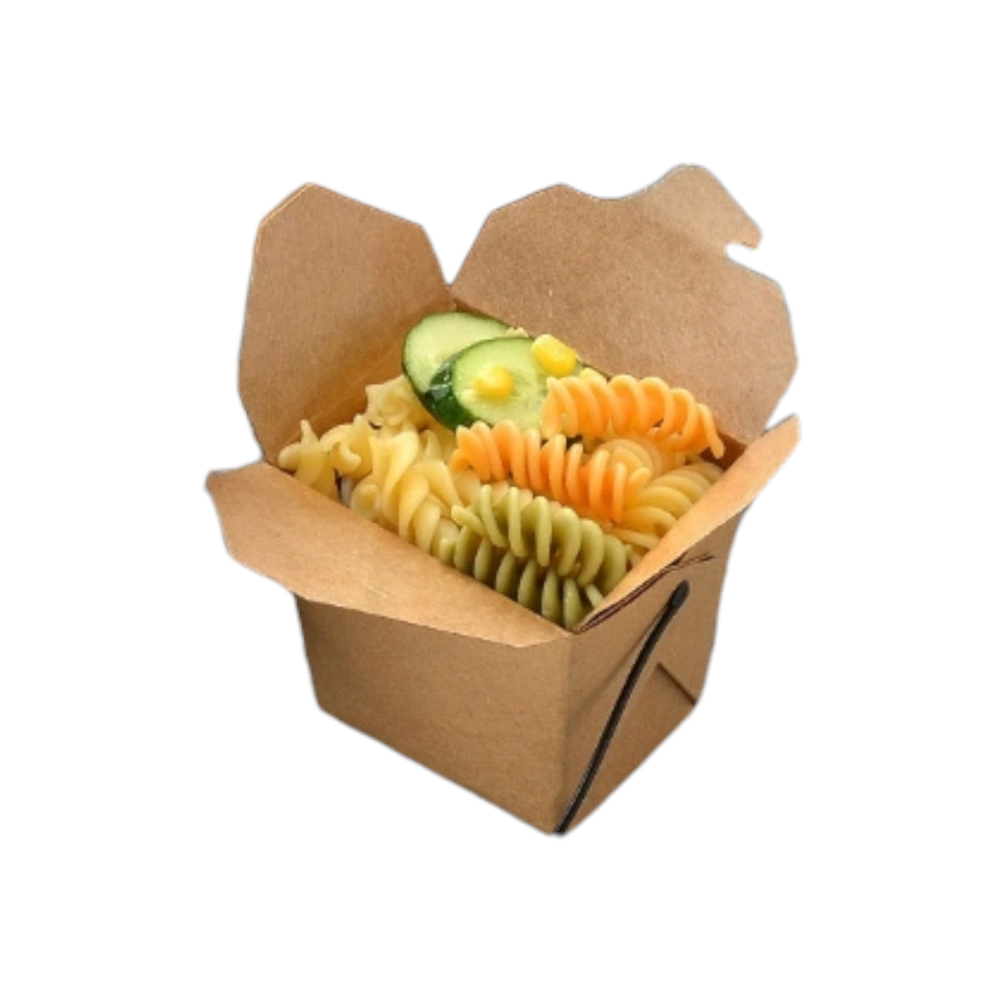 Kraft Paper Food Lunch Box Square with Handle 10.3x9.1x10.4cm