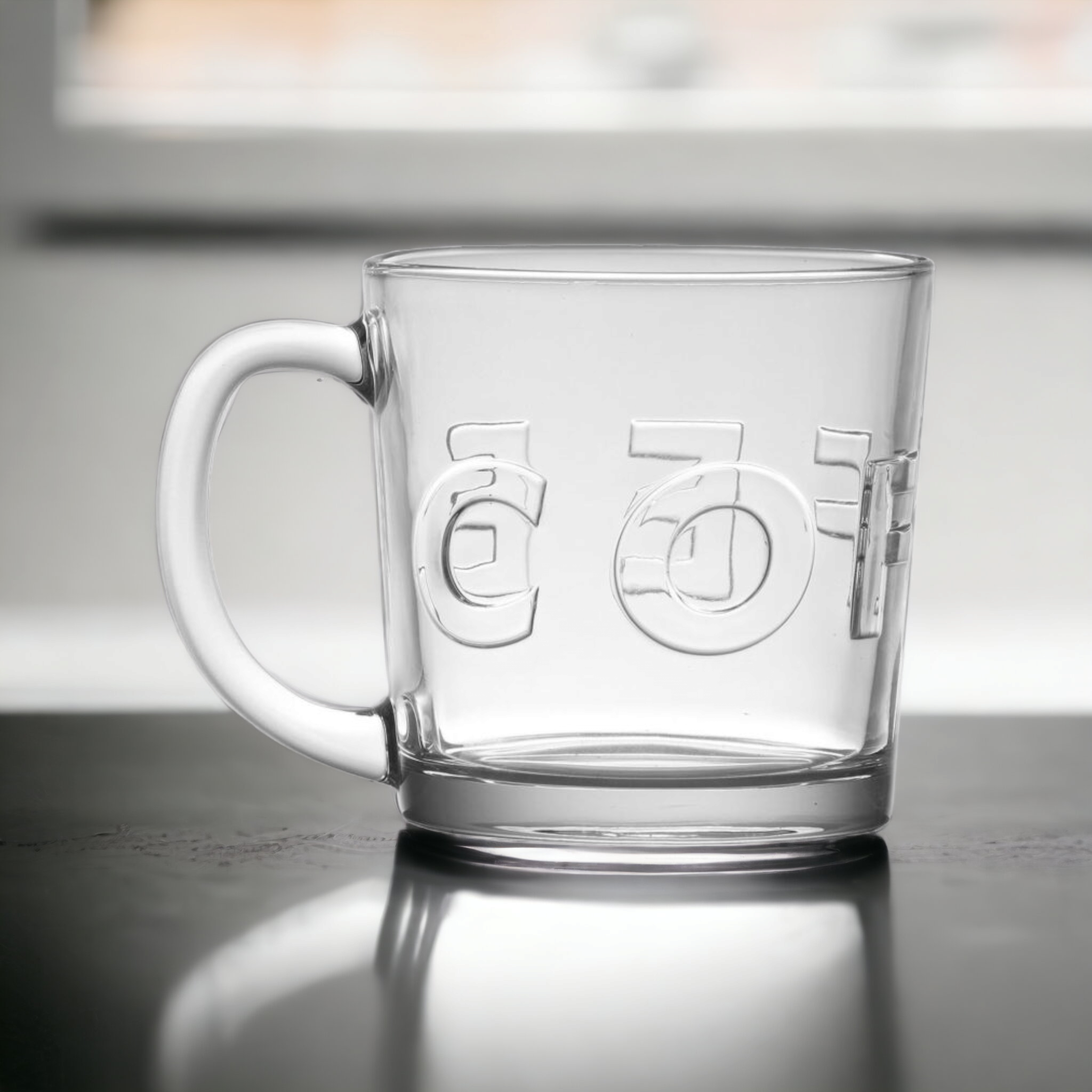 Regent Glass Coffee Mug 380ml Embossed 4pack