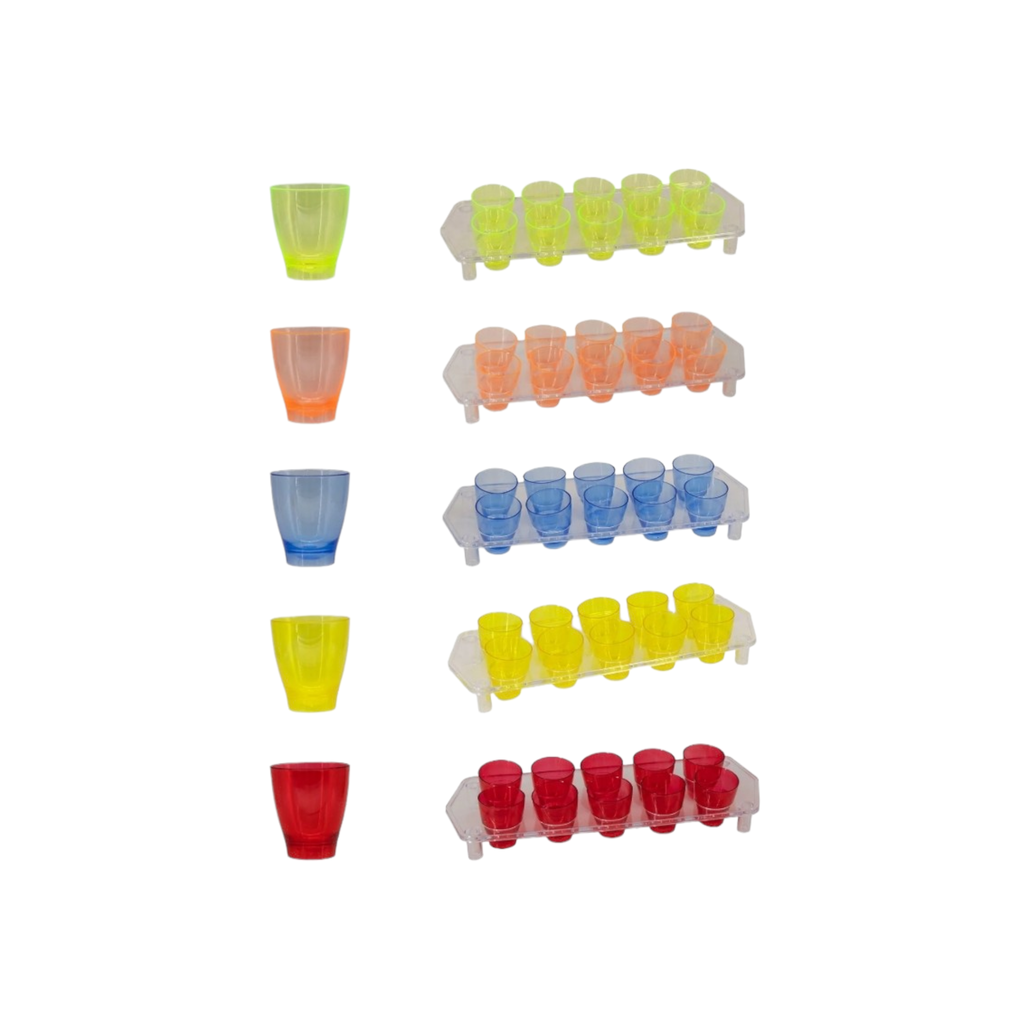 Bar Butler Plastic Shot Glasses on Tray 25ml Tot Measures 10pc 21476