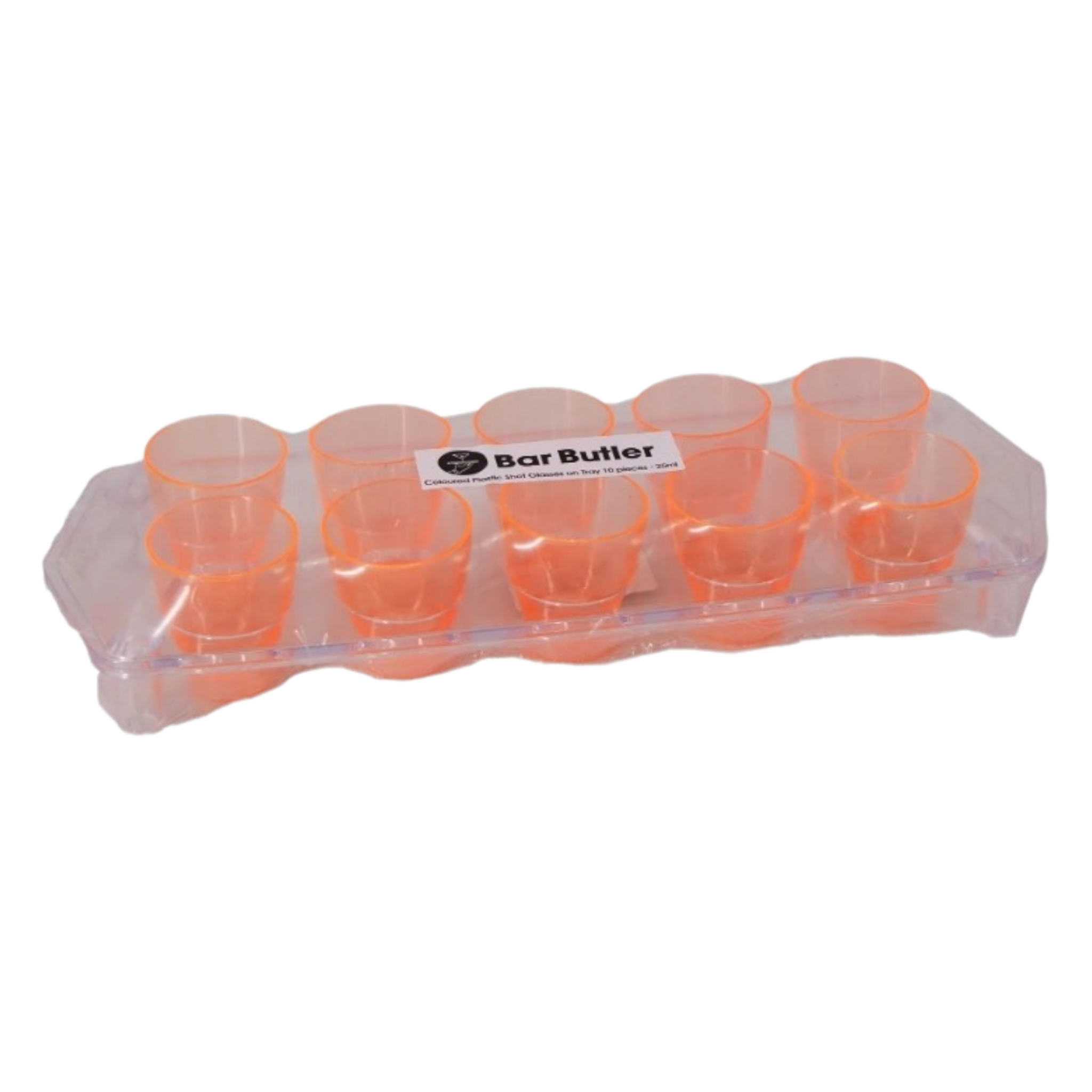 Bar Butler Plastic Shot Glasses on Tray 25ml Tot Measures 10pc 21476