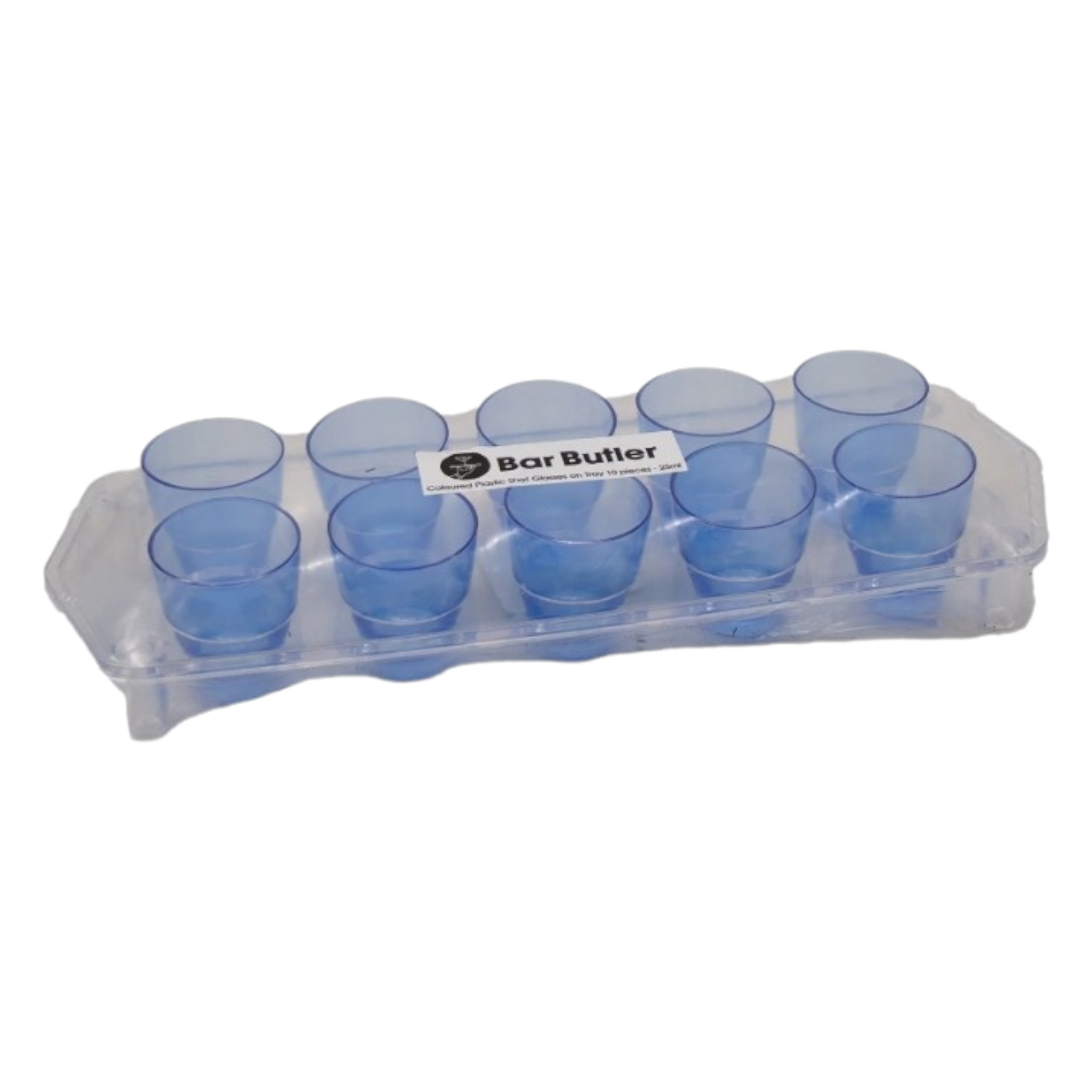 Bar Butler Plastic Shot Glasses on Tray 25ml Tot Measures 10pc 21476