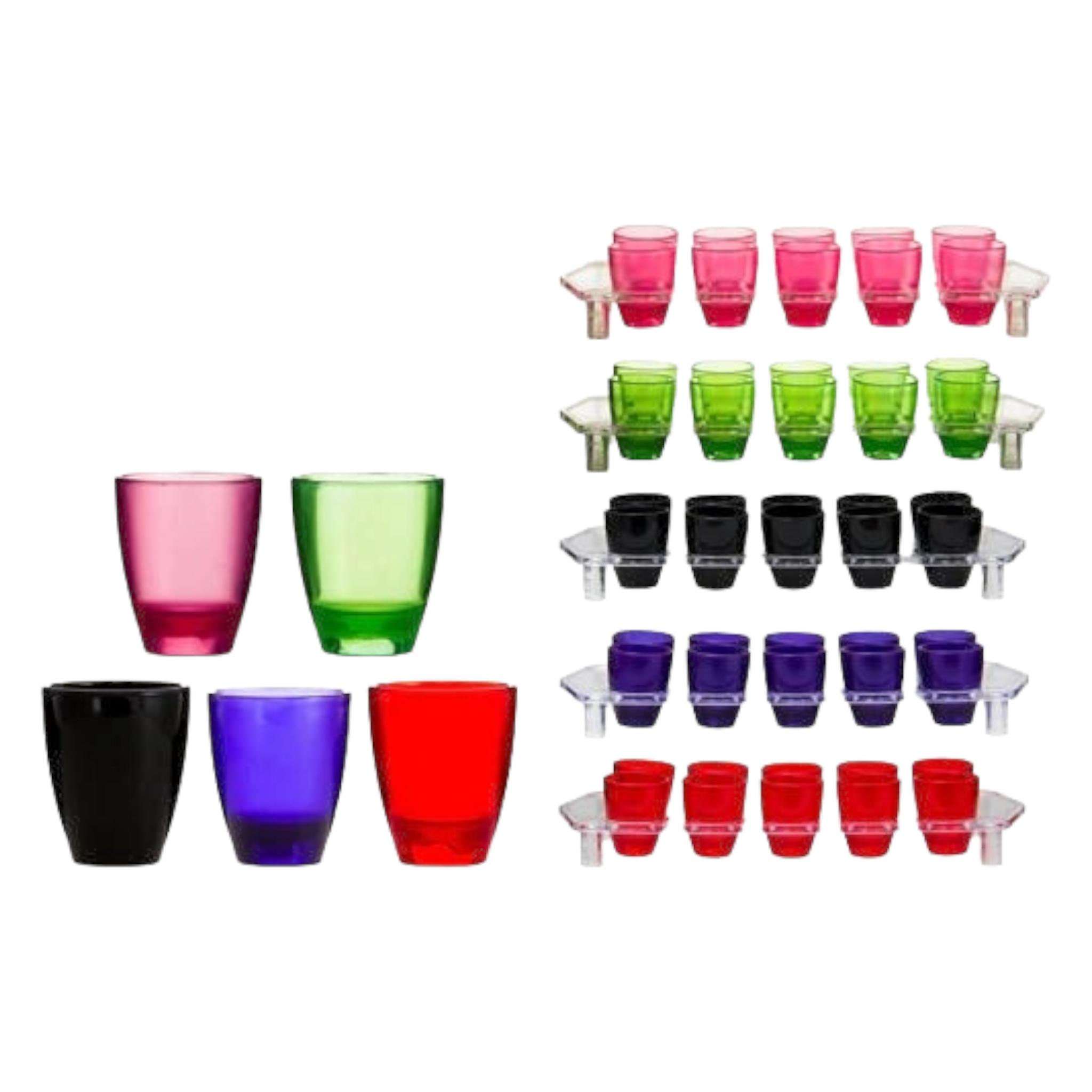 Bar Butler Plastic Shot Glasses on Tray 25ml Tot Measures 10pc 21476