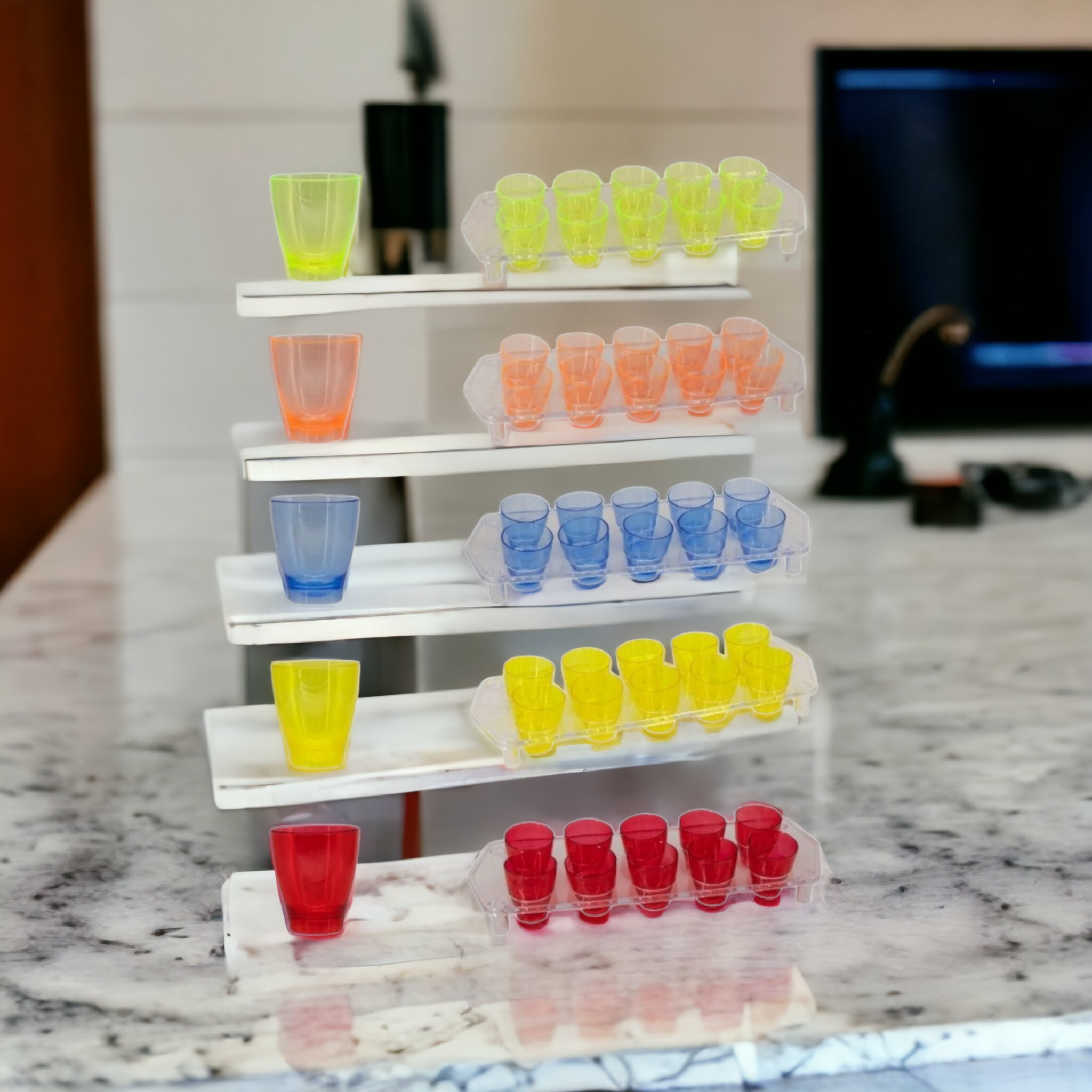 Bar Butler Plastic Shot Glasses on Tray 25ml Tot Measures 10pc 21476