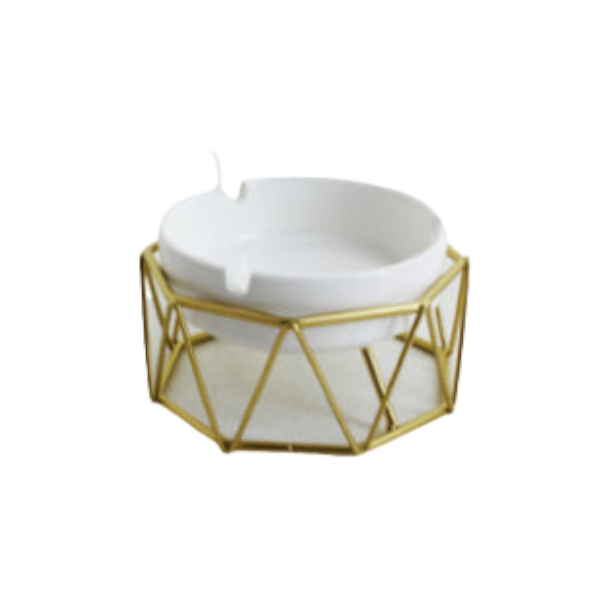 Porcelain Ashtray White with Gold Stand XKD013