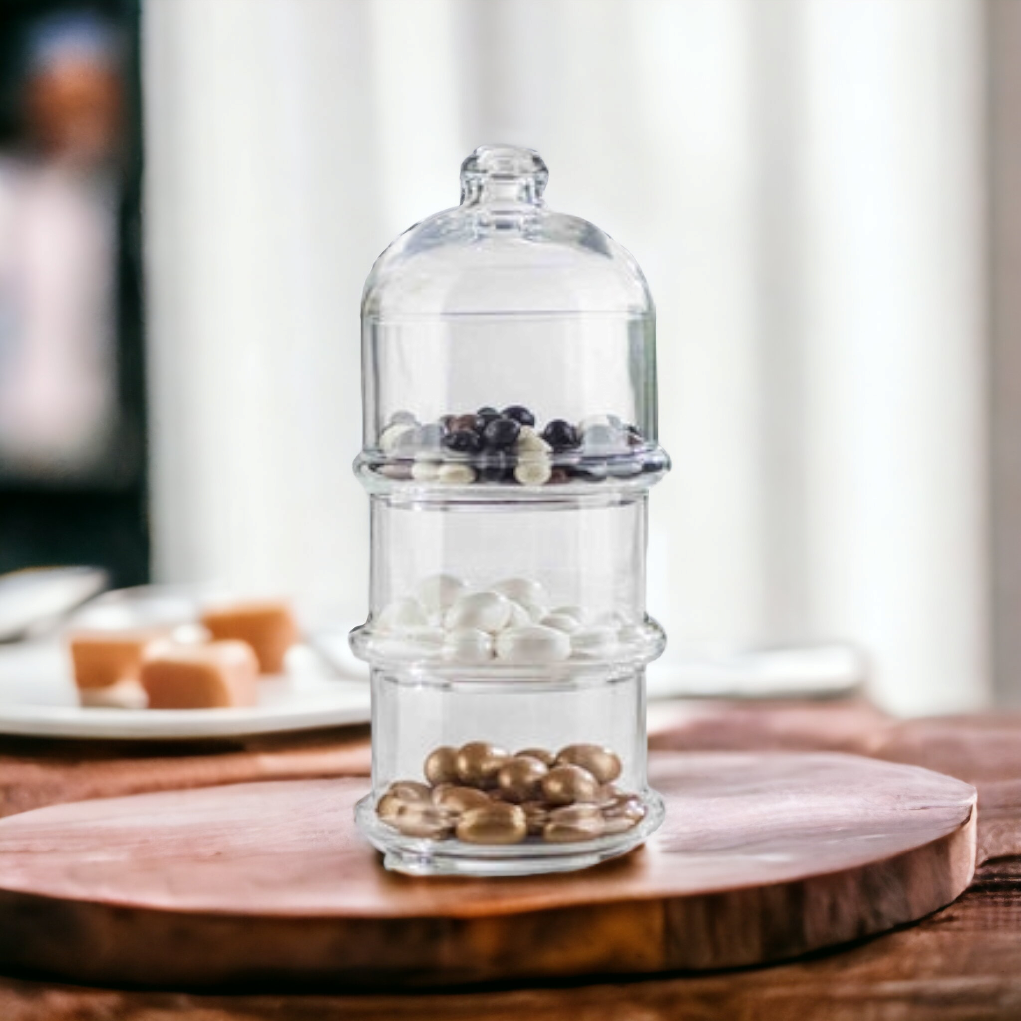 Pasabahce Villa Patiserrie Bowl 3-Tier Glass Dome Jar 22.9x9cm 24010