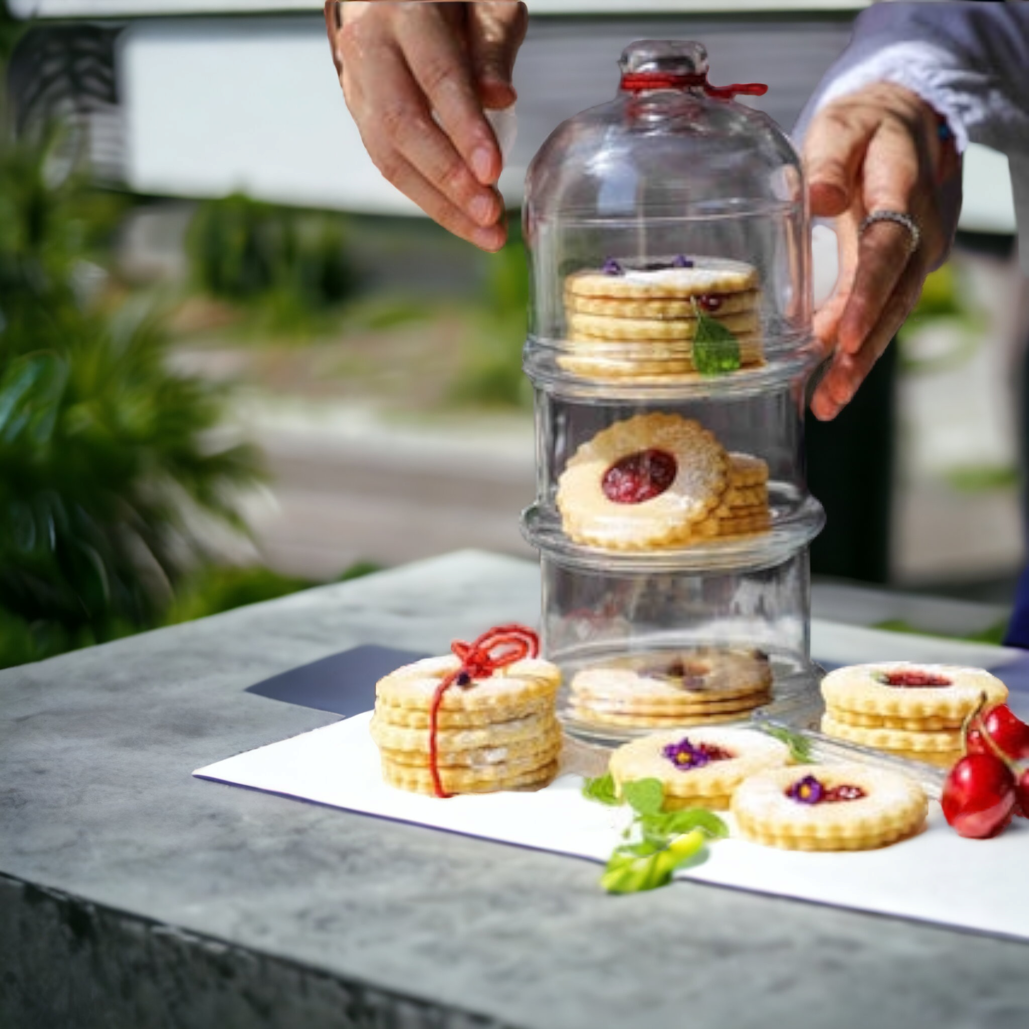 Pasabahce Villa Patiserrie Bowl 3-Tier Glass Dome Jar 22.9x9cm 24010