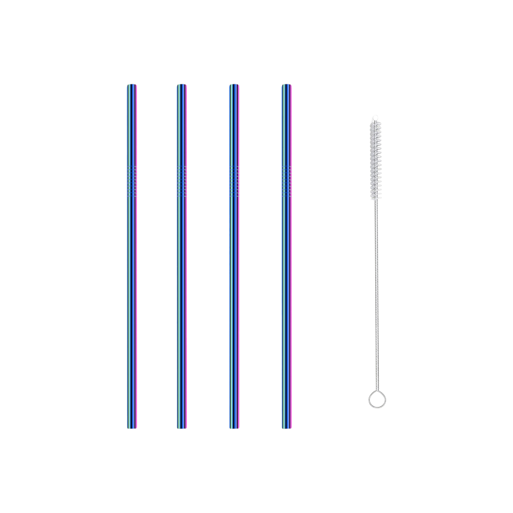 Stainless Steel Straws 7mmx22.5cm with Brush 11pack