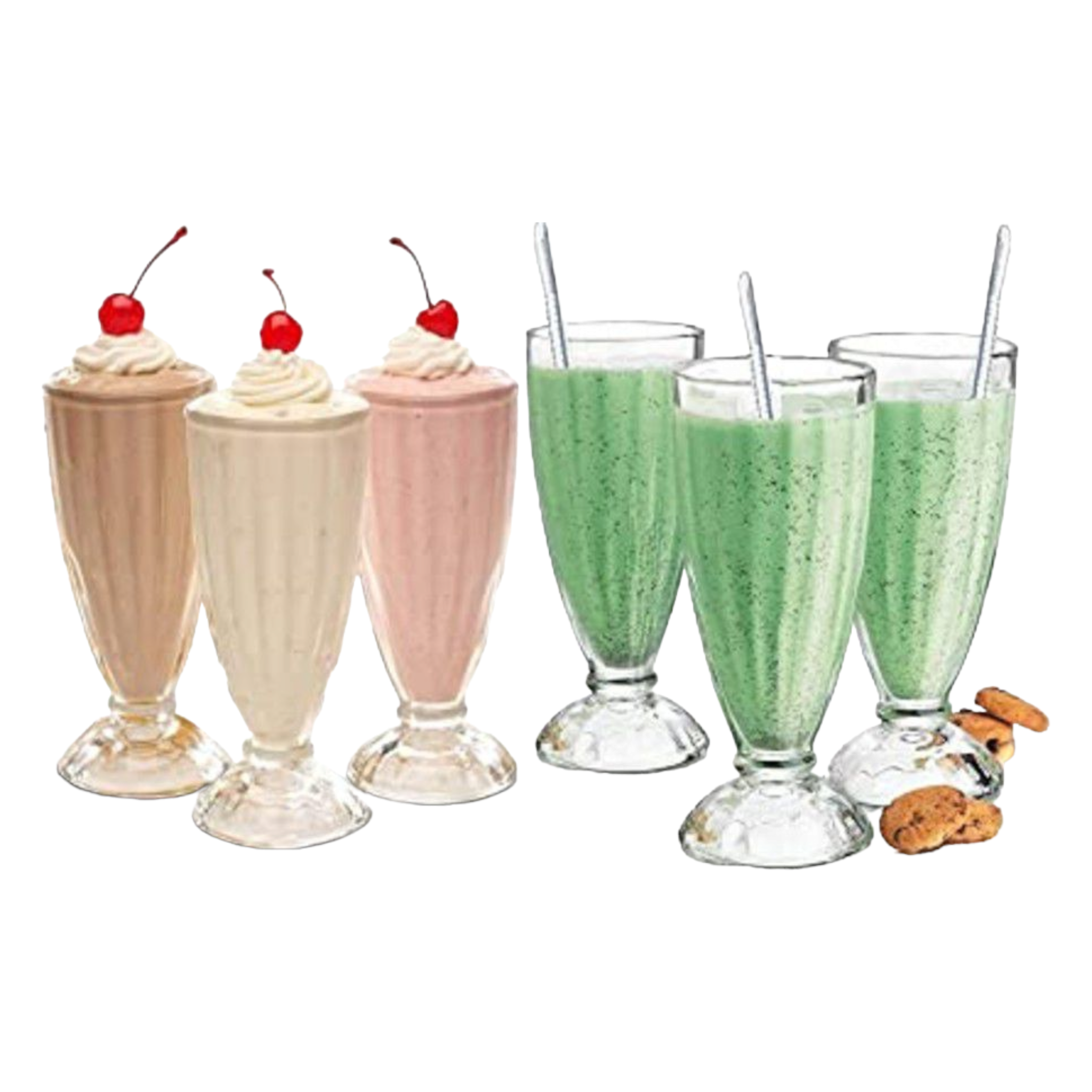 Vintage Milkshake Glass 330ml Tumbler Set 6pack